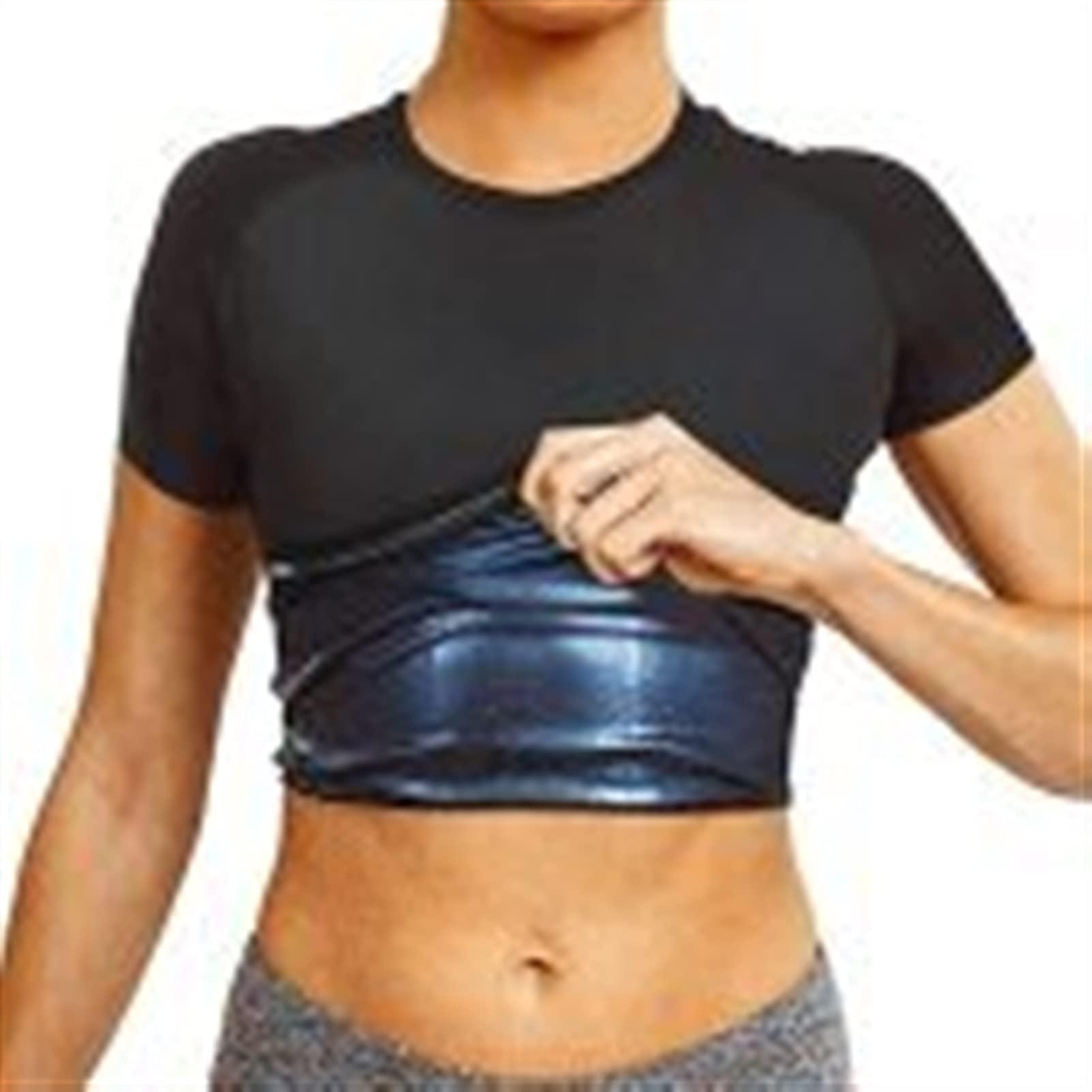 liyun LIYUN Men Women Sauna Heat Trapping T Shirt Training Waist Shaper Short Sleeve Shirts Training Sauna Sweat Vest for Men Waist Shape Short Sleeve Sauna Suits (Color : Women, Size : 4X-Large)