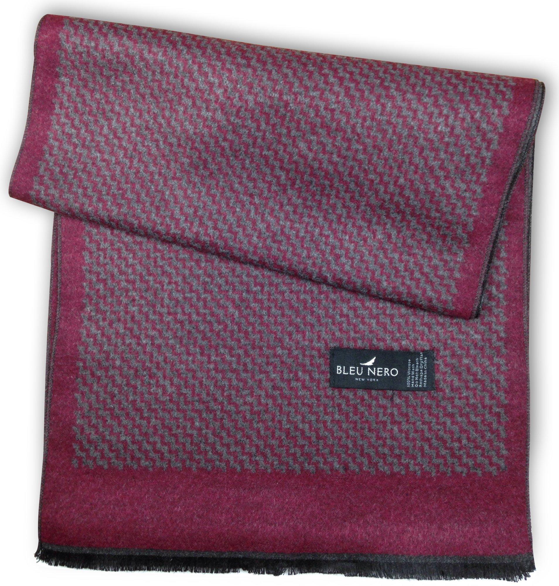 Livativ Livativ Bleu Nero Luxurious Winter Scarf for Men and Women Large Selection of Unique Design Scarves Super Soft Premium Cashmere Feel Burgundy Grey Diagonal Zigzag Border