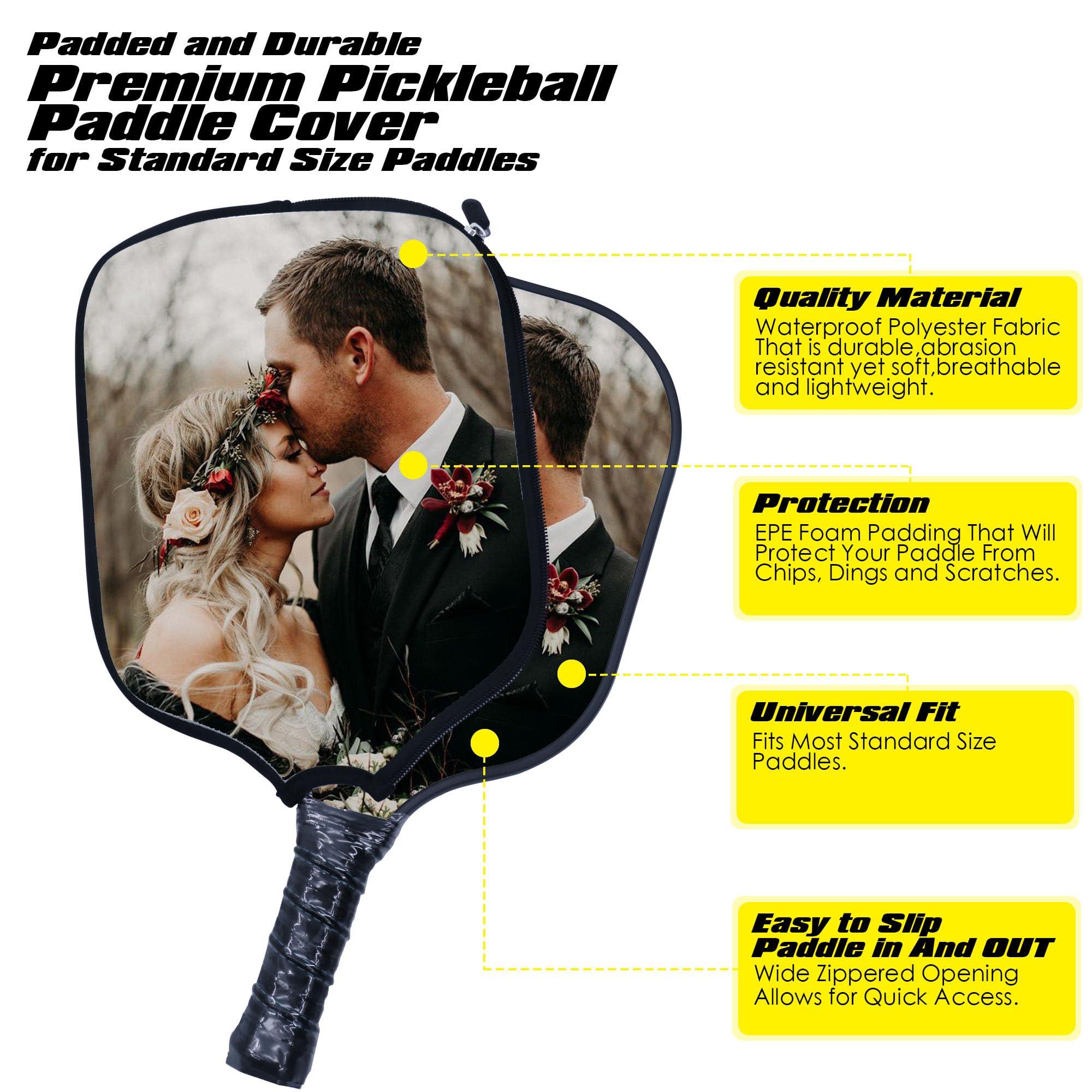 KOALEIU KOALEIU Custom Graphite Pickleball Paddles Set, Personalized Any Photo Text Logo, Perfect First Paddle for Beginners, 1Paddle and 1 Paddles Cover, Darkcyan