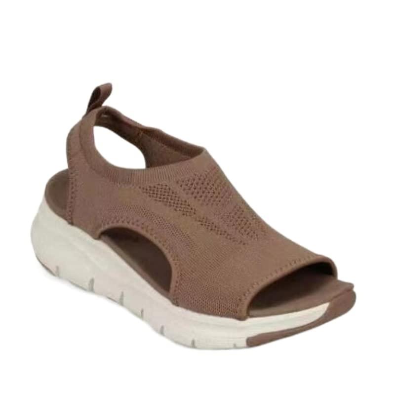 DYJAGYO DYJAGYO Orthopedic Sandals, 2024 Thick Platform Solid Women's Casual Wedge Sandals, Open Toe Buckle Women's Summer Beach Sandals (Brown,10)