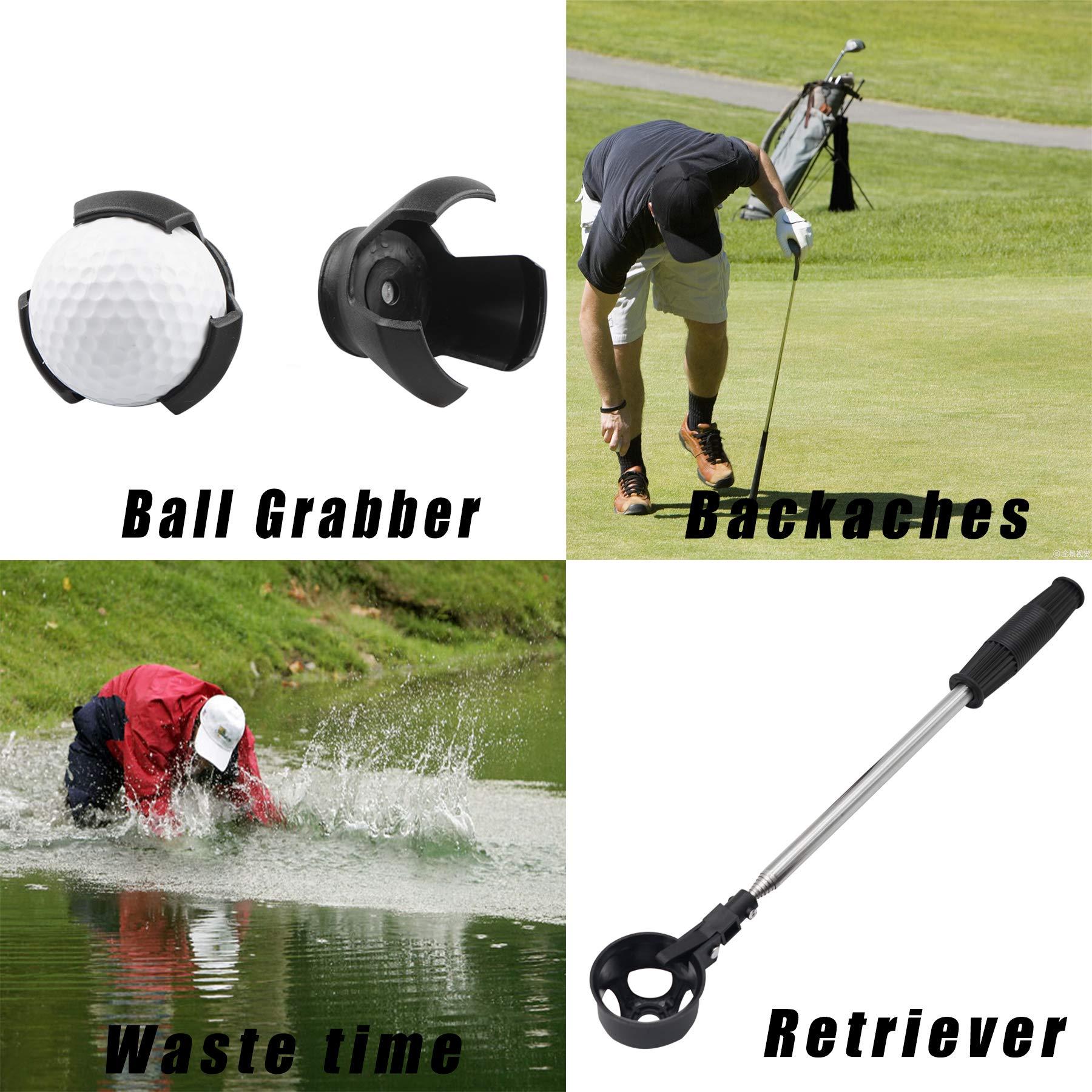 prowithlin prowithlin Golf Ball Retriever Telescopic with 2 Golf Ball Grabbers, Stainless Extendable Golf Ball Retriever for Water, Golf Gift for Men, Golf Accessories for Men, Weight: 0.55lb