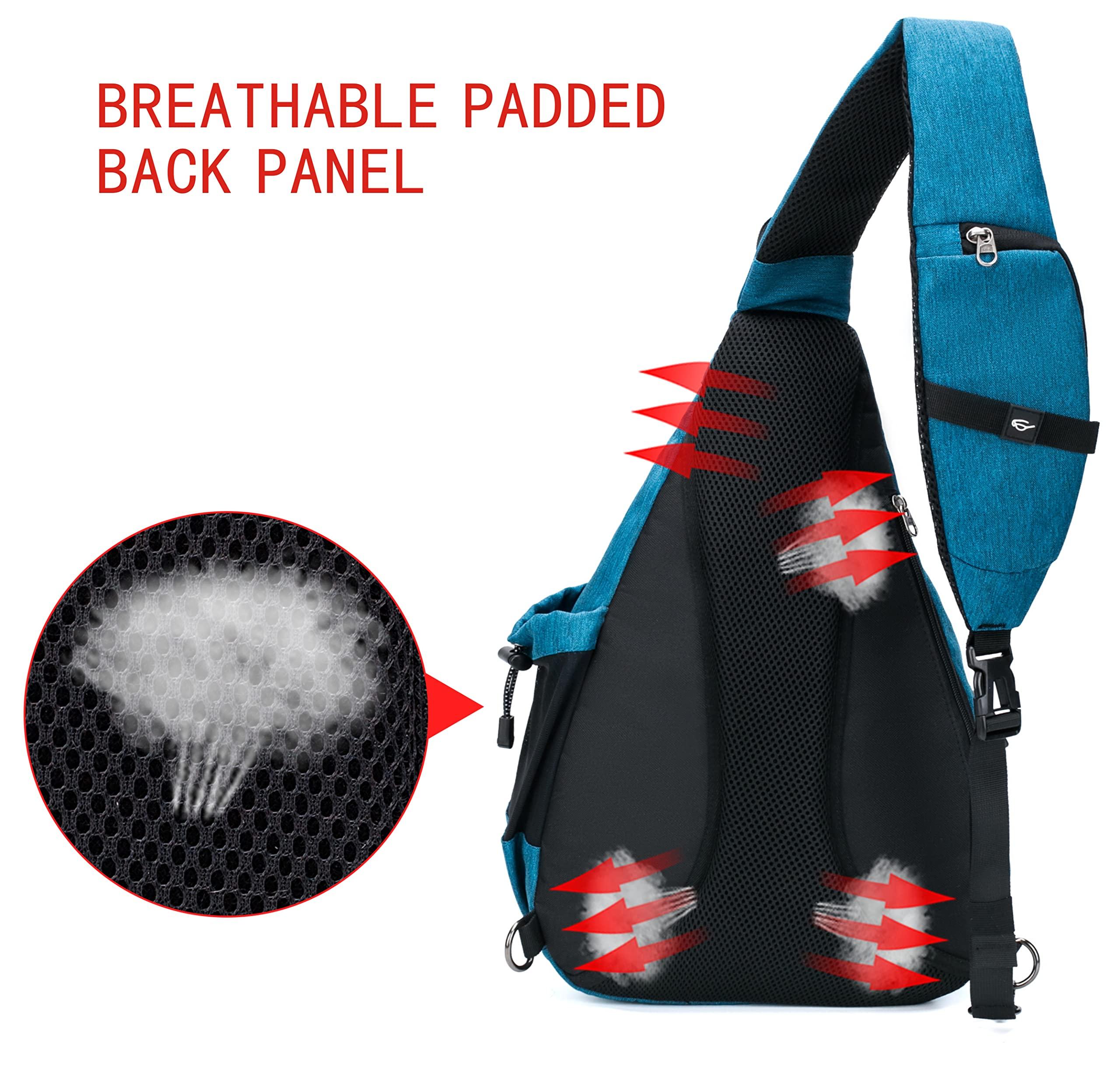 TurnWay TurnWay Water-Proof Sling bag/Crossbody Backpack/Shoulder Bag with USB Charging Port for Travel, Hiking, Cycling, Camping (BLUE)