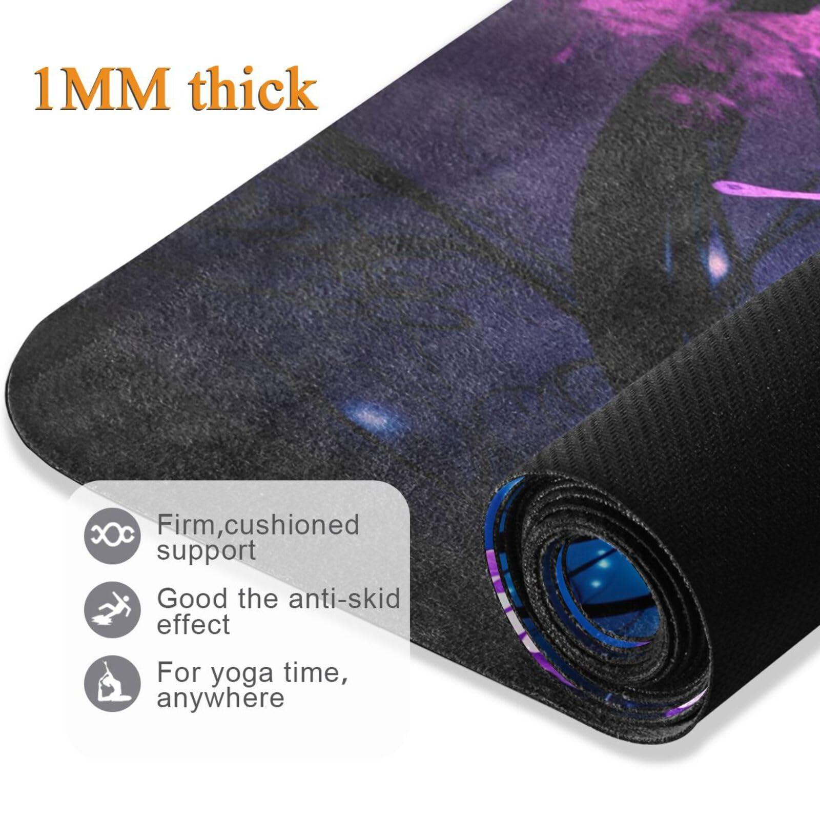 FLildon FLildon Purple Butterfly Yoga Mat Thick Non Slip Yoga Mat Workout Mat for Men Women, Exercise & Exercise Mat for Home Gym, Yoga, Pilates, Stretching, and Floor