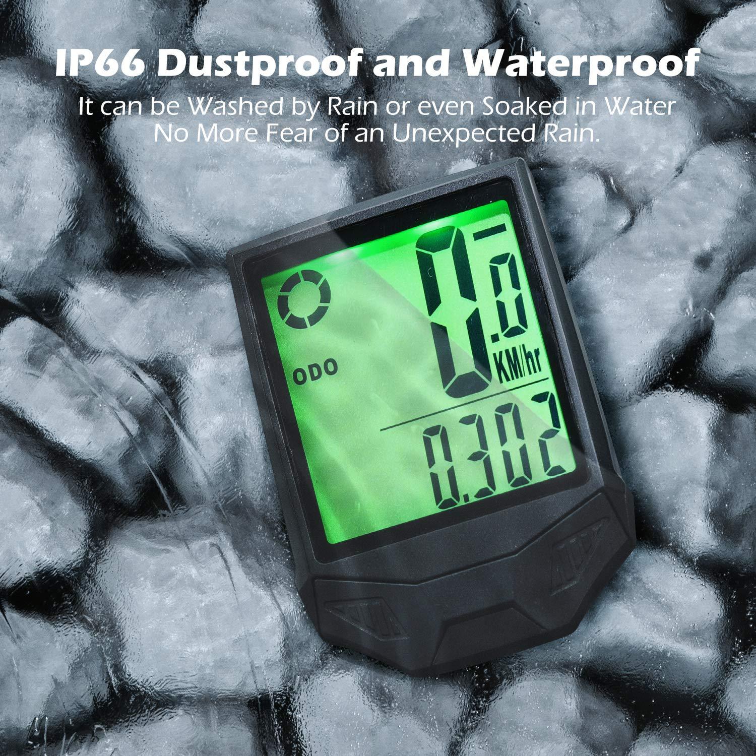 PRUNUS PRUNUS Bike Speedometer and Odometer Wireless Waterproof Bicycle Computer with Touch Sensor Switch, Big Digital LCD Screen, Automatic Wake-up for Outdoor MTB Road Cycling and Fitness