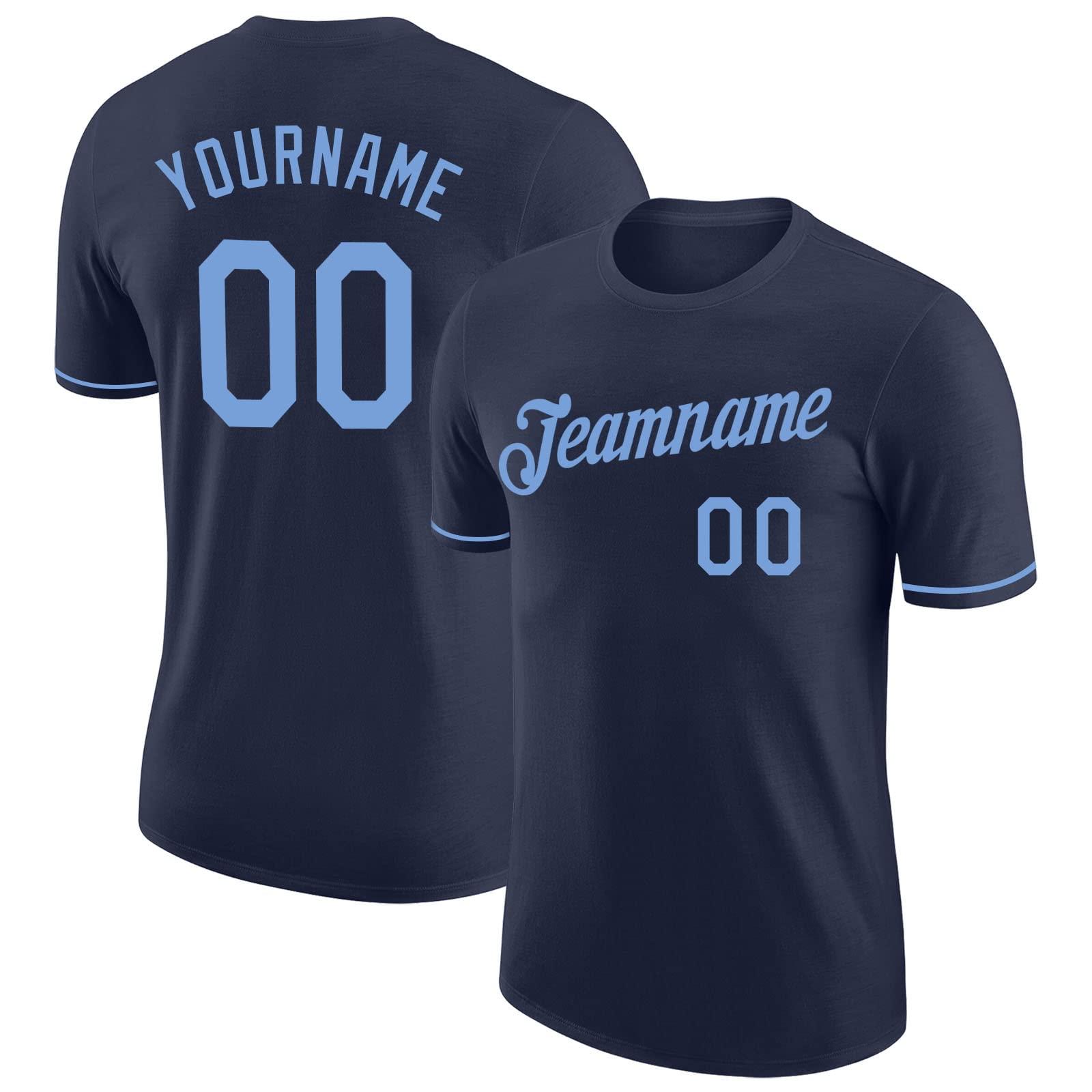 LTOCMKIY Custom Navy Sky Blue Baseball Team Shirts Polyester Short Sleeve Personalized Baseball Jerseys for Men Women Youth Printed Name Number Logo