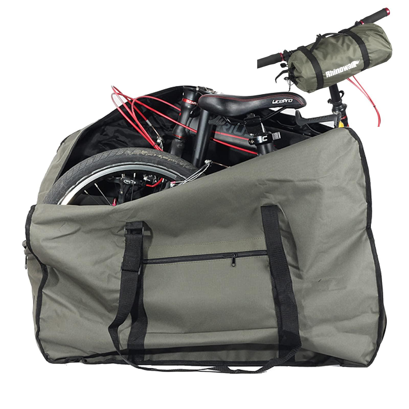 CamGo CamGo 20 Inch Folding Bike Bag - Wear-Resistant Bicycle Travel Case Outdoors Bike Transport Bag for Cars Train Air Travel (Army Green, 20 inch)