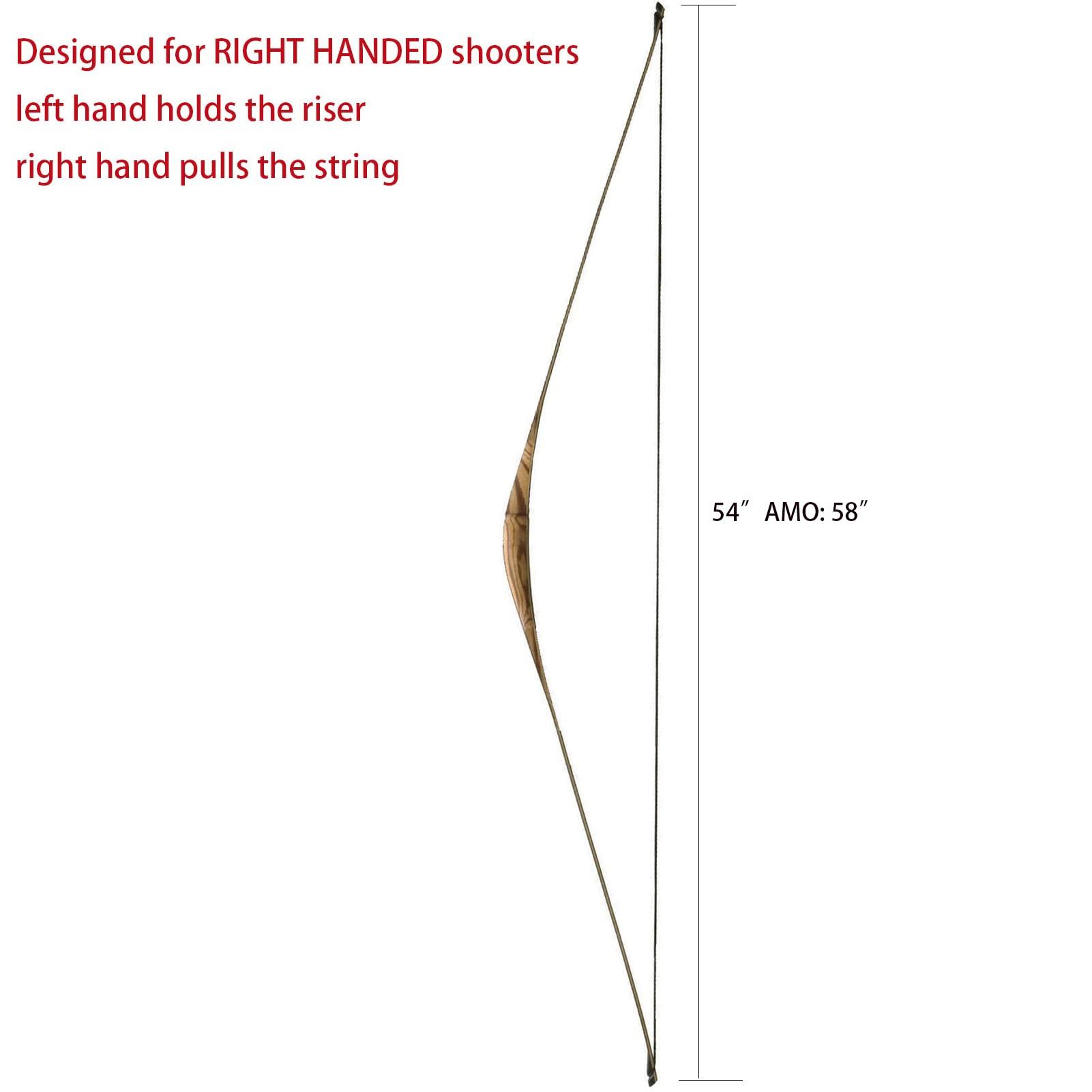 OBTOUTDOOR OBTOUTDOOR Black Hunter 58\" Triangle Traditional Longbow for Adults 20-40lbs Right Hand Hunting Bow with Archery Accessories Target Shooting Bow (30lbs)
