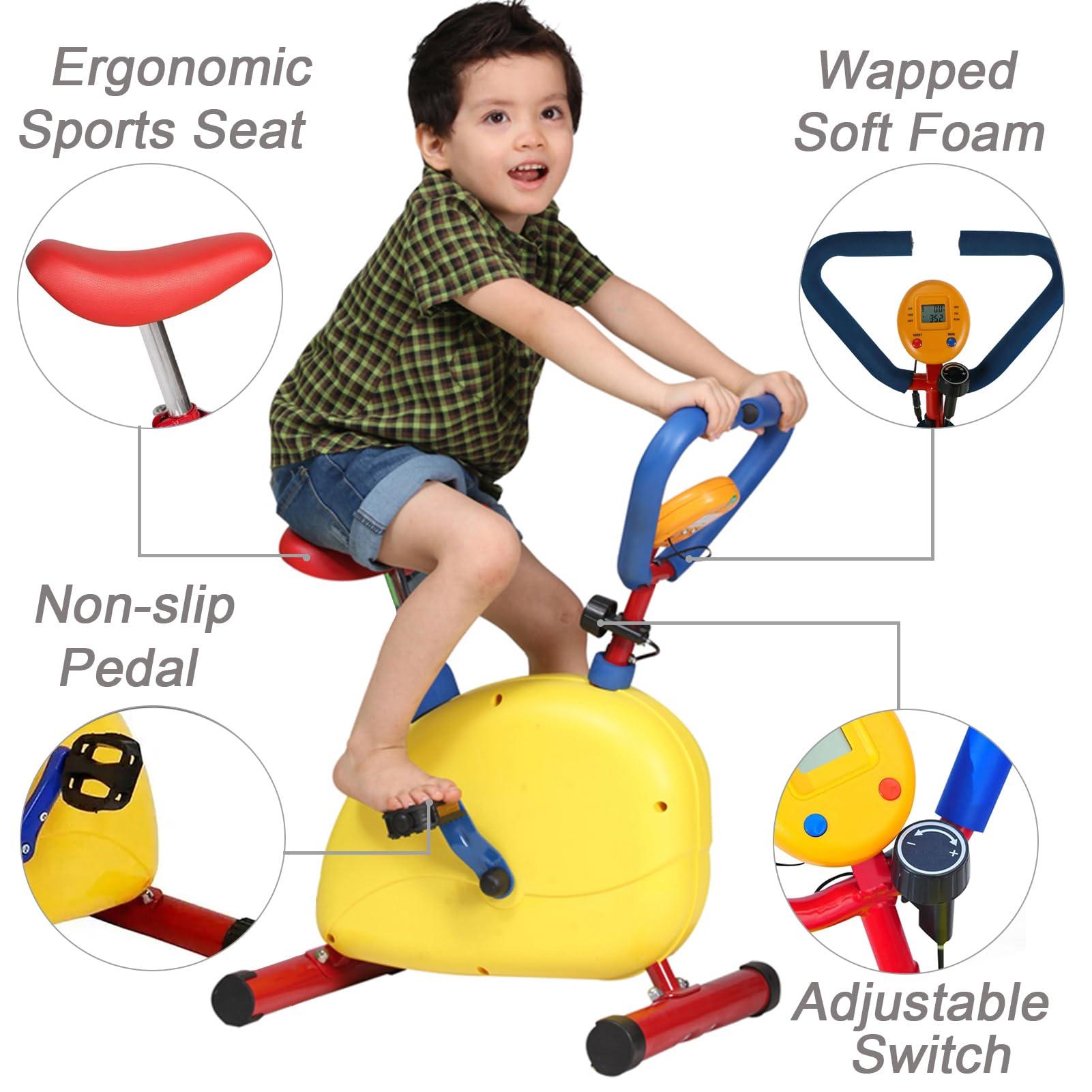 QBDGXFC Kids Fitness Exercise Equipment, Fitness Kids Exercise Bike, Kids Stationary Bike with High Elastic Seat, Kids Indoor Stationary Bike for Ages 3-12 Year Old