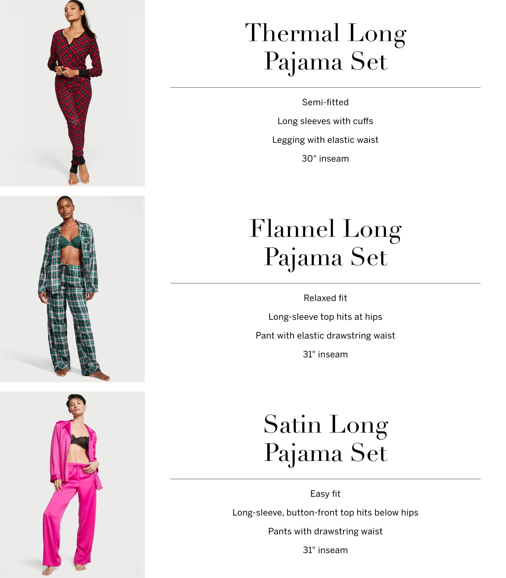 Victoria's Secret Victoria's Secret Thermal Pajama Set, Long Sleeve Shirt and Pants, Pajamas for Women, Pine Stripe, M