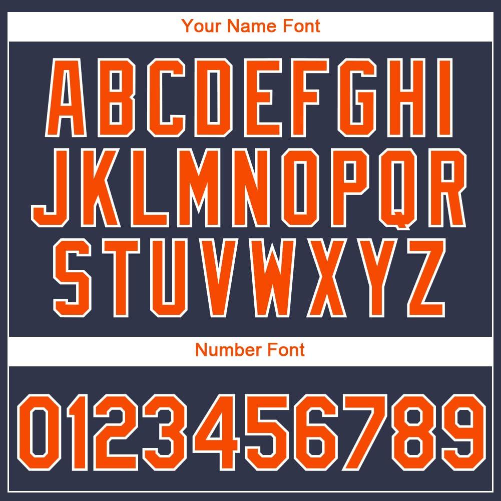 LTOCMKIY Custom Men Navy Orange White Baseball Jerseys Crew Neck Personalized Women Youth Baseball Hip Hop Shirts Sports Uniform for Men Women Youth