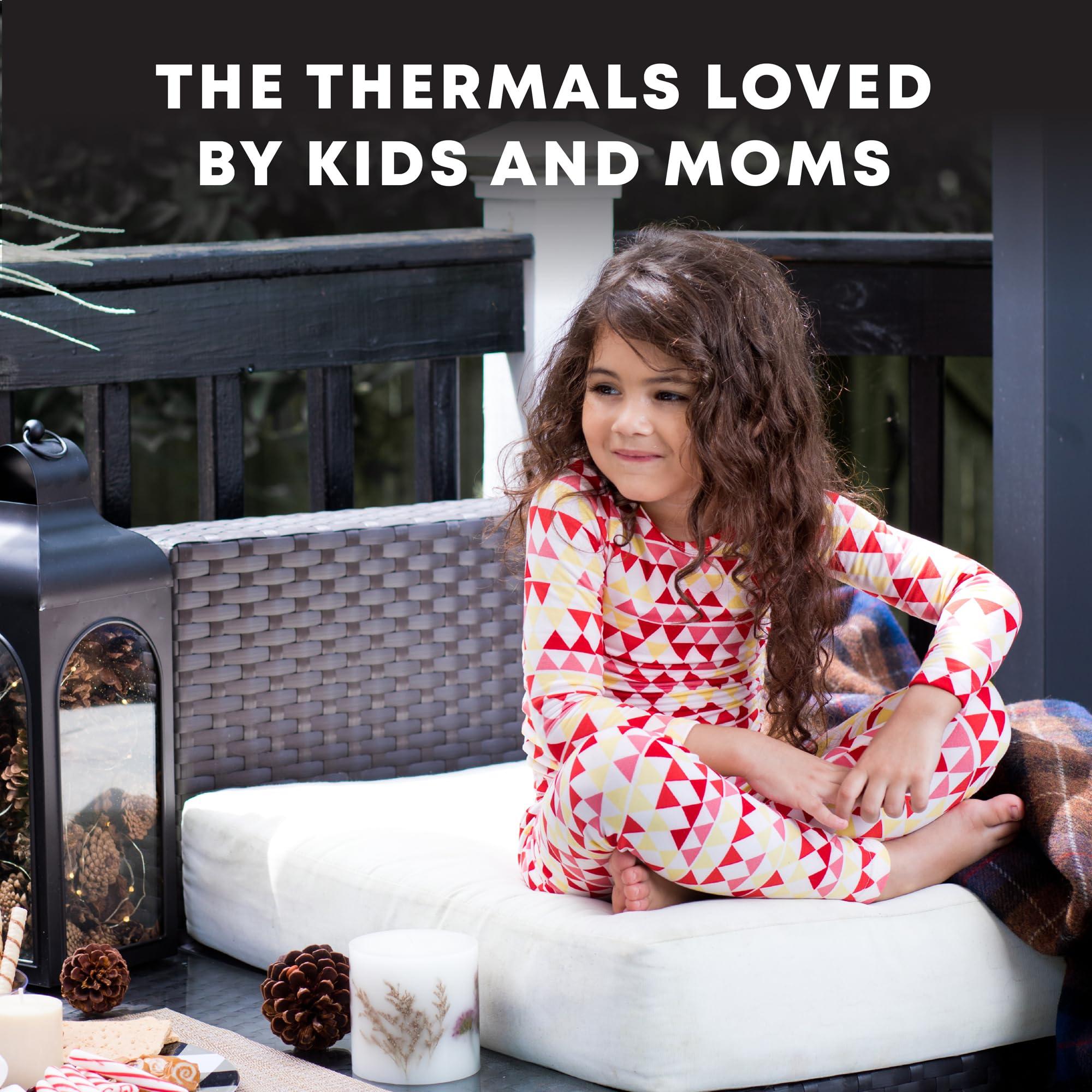 Rocky Rocky Thermal Underwear Kids Girls Thermal Underwear Set Toddler Long Johns kid Thermals Kid Base Layer kids thermals top bottom set Winter Clothes Shirt Pants Ski/Extreme Cold (Seafoam Stripe, XS)