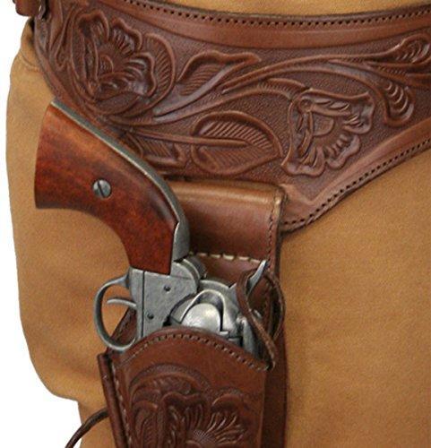 Historical Emporium Historical Emporium .22 Cal Standard Right Hand Western Gun Belt and Holster Tooled Leather 38 Chocolate