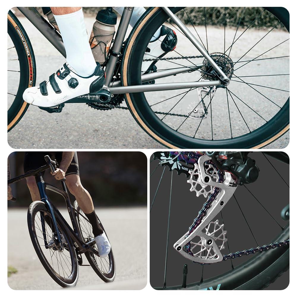 alltoo Rear Derailleur Pulley Wheels,for Garbaruk Shimano 12-Speed,XT XTR SLX M6100 7100 8100 9100 DEORE Rear Shift Guide Leg cage Guide Plate (slivery Set)