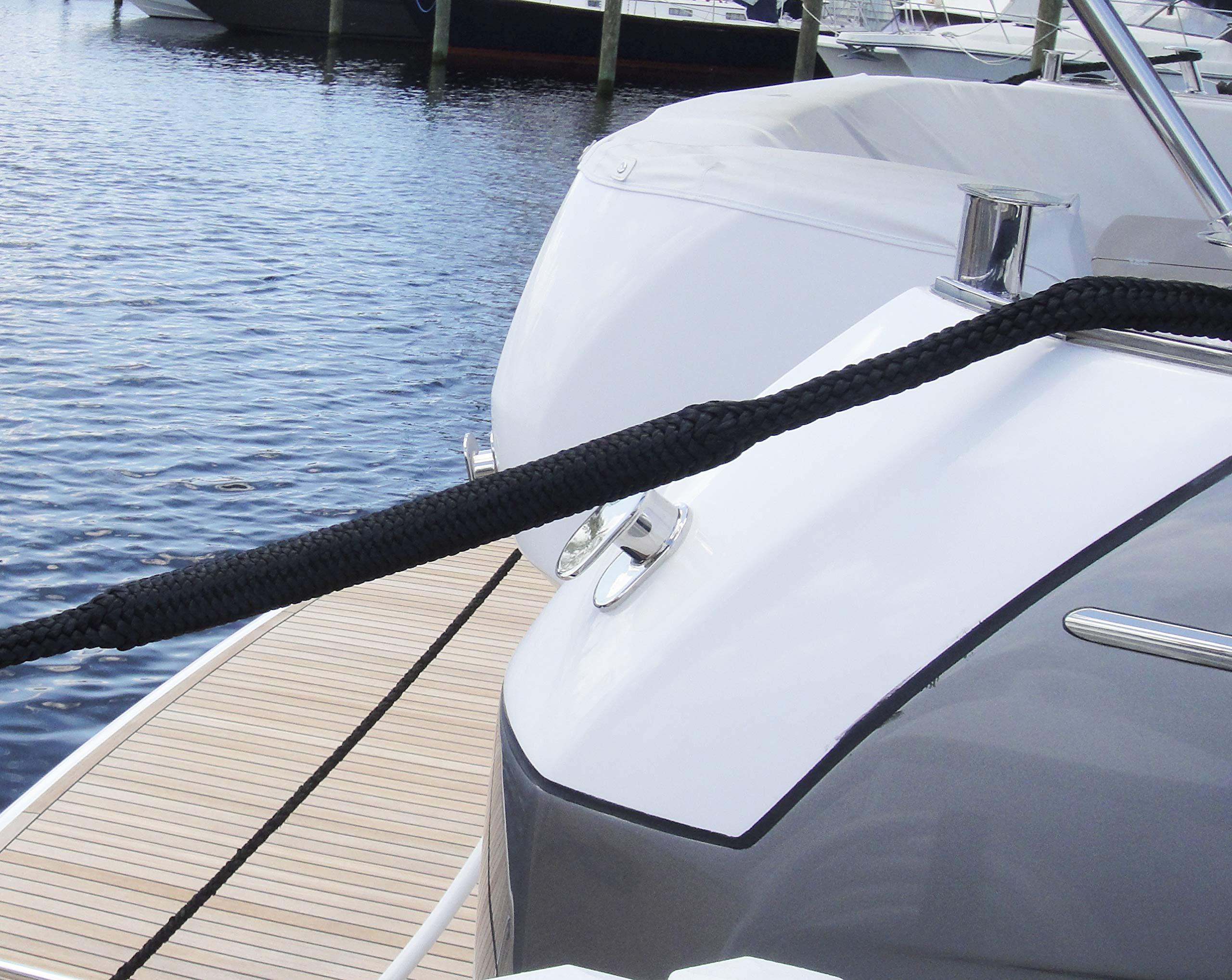 shockline shockline Dock Line with Integrated Shock Absorber, Double Braided, Polyester, Hand Spliced 12\" Eye, 5/8\" Inch x 35 Feet, Black