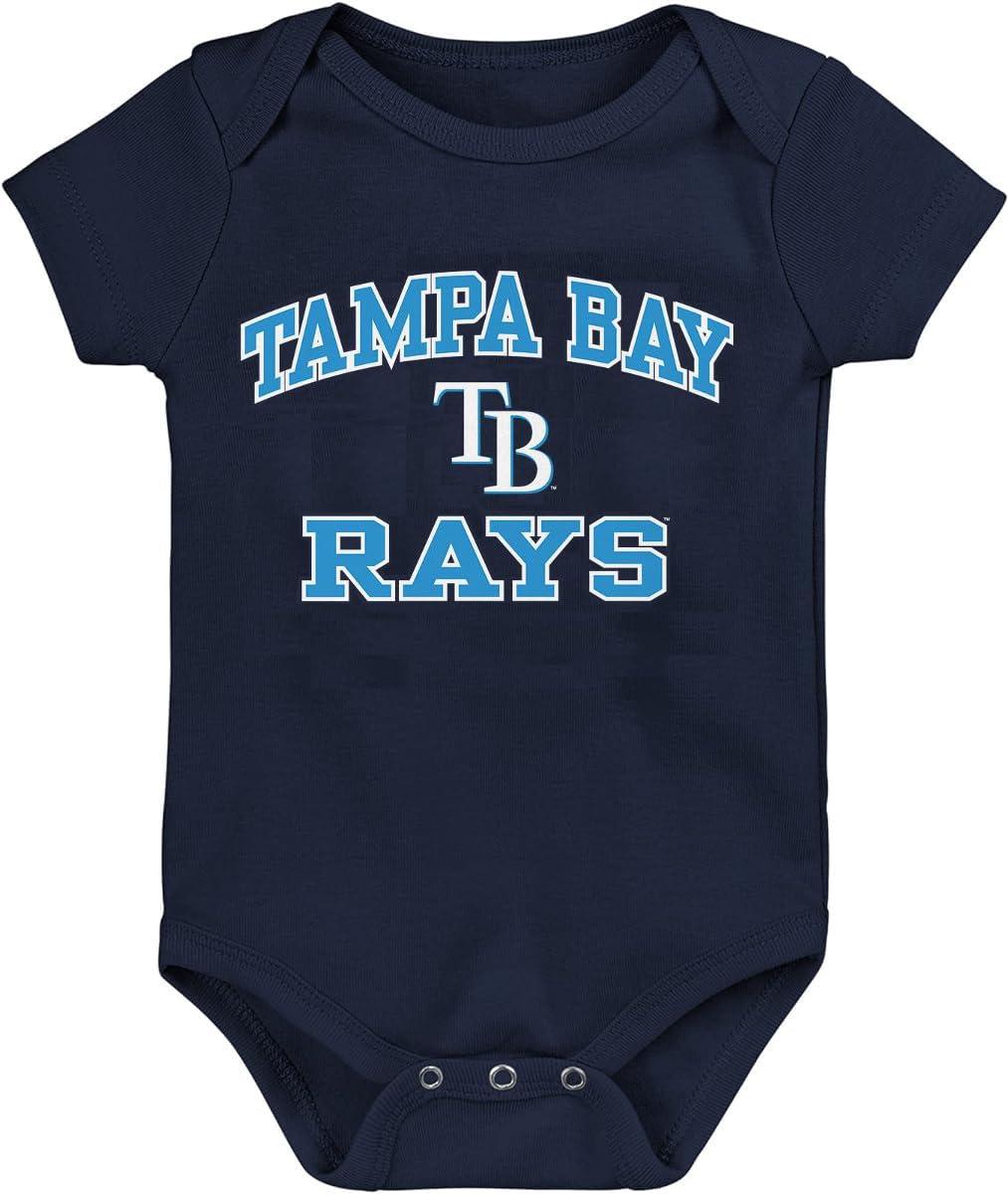 Outerstuff Outerstuff MLB Officially Licensed 0-24 Months City Headline Arch Logo Creeper Bodysuit Romper (Tampa Bay Rays - Navy, 3/6 Months)