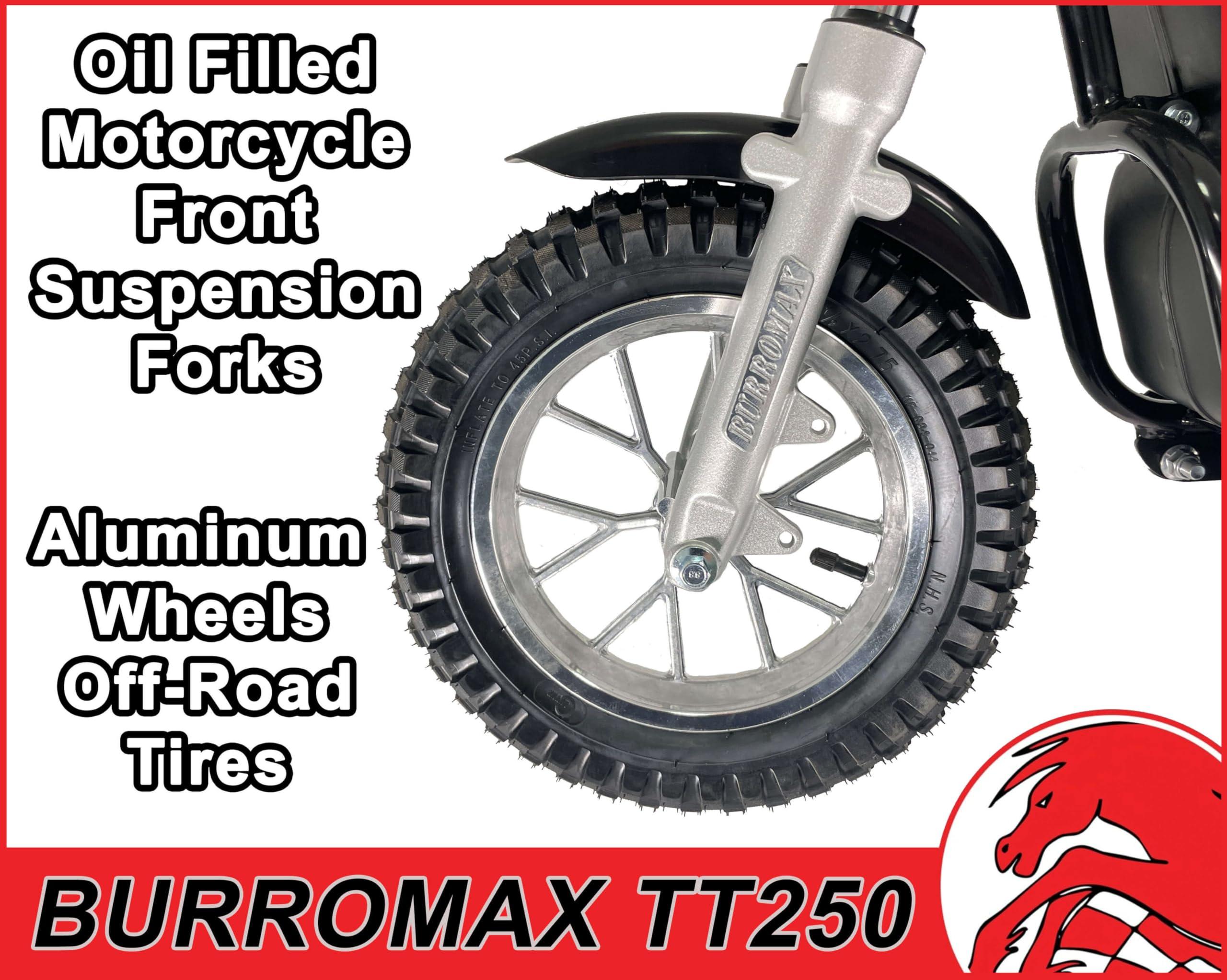 Burromax Burromax TT250 Electric Dirt Bike for Kids, 250w 24v 7ah, 2 Speeds, 14 Mph, Up to 150lb Rider, Off-Road Electric Mini Bike (Black)