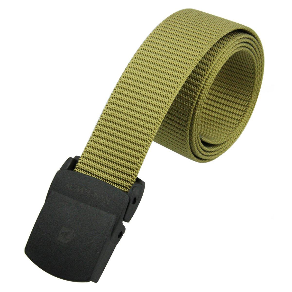 Rockway Rockway Men's Nylon Webbed Belt with YKK Dupont Plastic Buckle, Nickel Free Airport Friendly Khaki (X-Large)