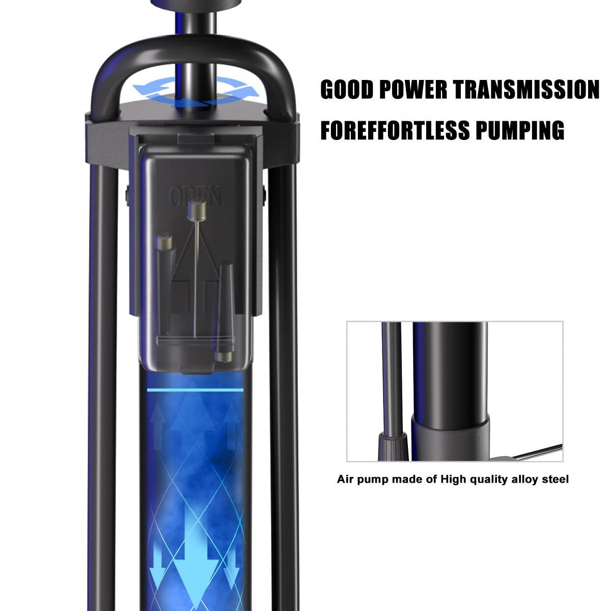 VIMILOLO VIMILOLO Bike Pump, Air Bicycle Pump Inflator for Presta and Schrader Valve Tire Ball Bike Portable Pumps 160PSI & 11BAR