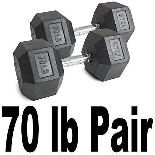 Titan Fitness Titan Fitness 45 LB Pair Free Weights, Black Rubber Coated Hex Dumbbell, Ergonomic Cast Iron Handle, Strength Training