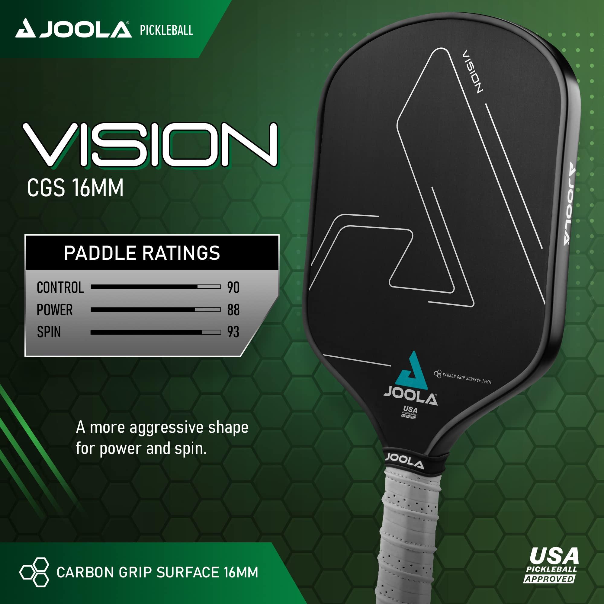 JOOLA JOOLA Vision Pickleball Paddle with Textured Carbon Grip Surface Technology for Maximum Spin and Control with Added Power - Polypropylene Honeycomb Core Pickleball Racket 16mm