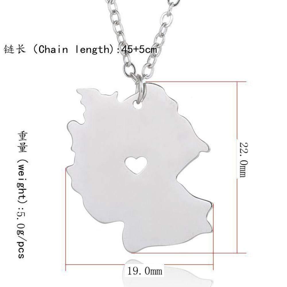 Dan CECE KELE Dan CECE KELE Germany Map Pendants Necklace for Women Men - Fashion Hip Hop Map Collarbone Necklace with Chain, Couple Map Necklace Patriotism Travel Jewelry Gift,White,Chain Length: 50Cm