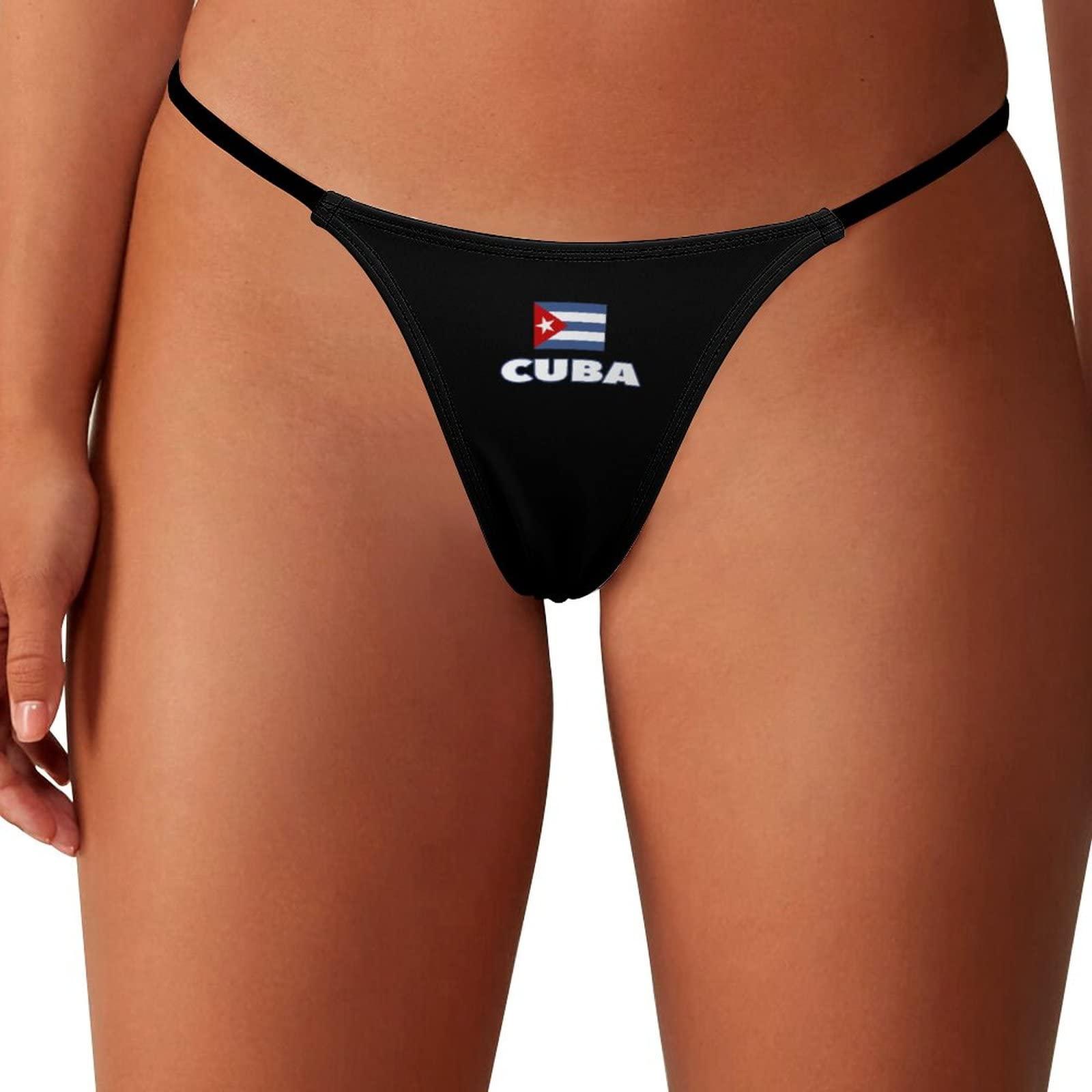 BAIKUTOUAN BAIKUTOUAN Cuban Flag Women\'s G-String Thongs Sexy Sleek T-Back Panties Panty L