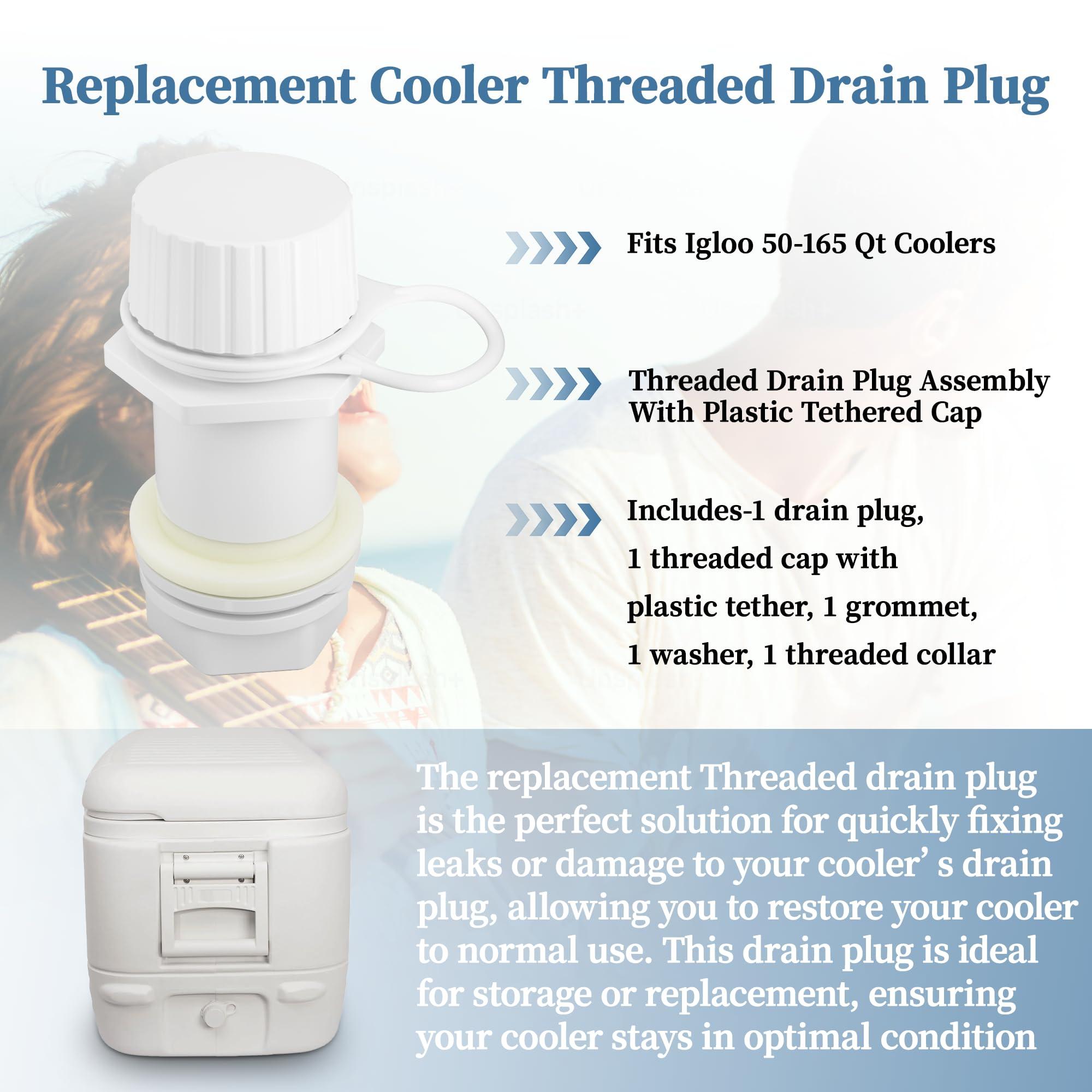 HQAPR HQAPR Threaded Drain Plug with Plastic Tethered Cap for Cooler,Compatible with Igloo 50-165 Qt Coolers, Cooler Drain Plug Replacement Parts