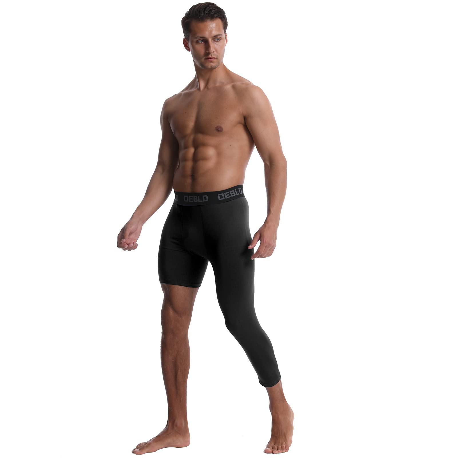 OEBLD OEBLD Single Leg 3/4 Compression Tights, Unisex Sports Compression Pants, One Leg Basketball Leg Sleeves Athletic Workout Leggings Tights, Light and Strenchable