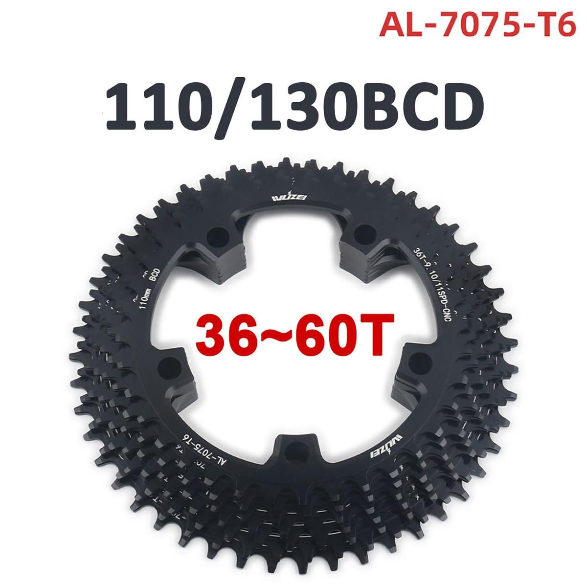 KTKEET KTKEET 110/130 BCD Chainring 36/38/40/42/44/46/48/50/52/54/56/58/60T 5 Screws Round Narrow Wide Bicycle Chainring for 9/10/11 Speed Road Bike Folding Bicycle (110BCD 50T)