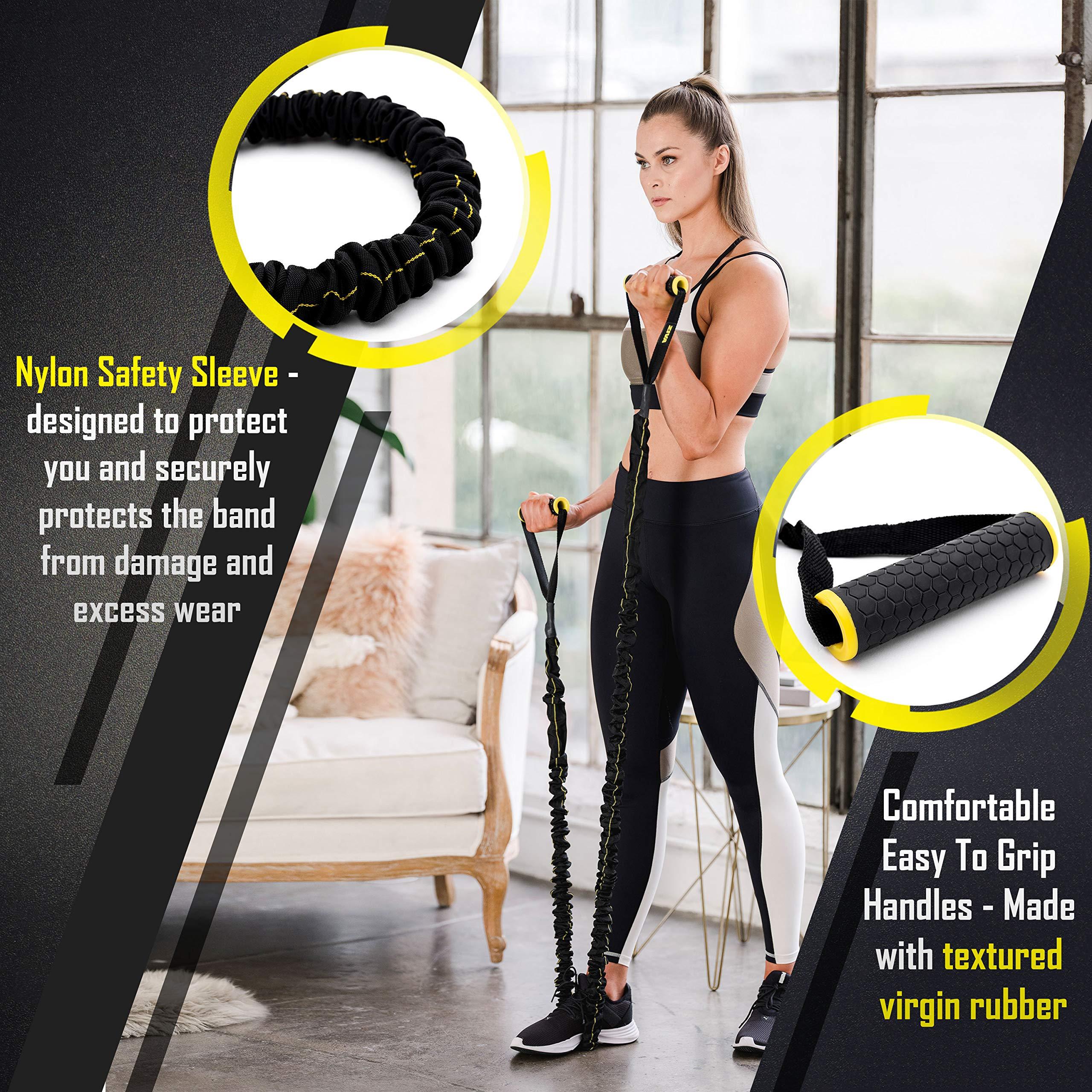 ZIVA Ziva Portable Lightweight Resistance Tube Band - Multiple Resistance Avail - Nylon Safety Sleeve and Foam Handles for Home Fitness, Strength Training, Cross Workouts Extra Heavy 45-50 lbs