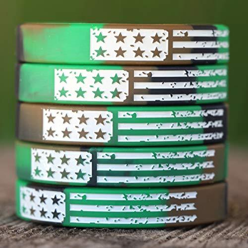 SayitBands Five (5) Camo Vintage Flag Wristbands