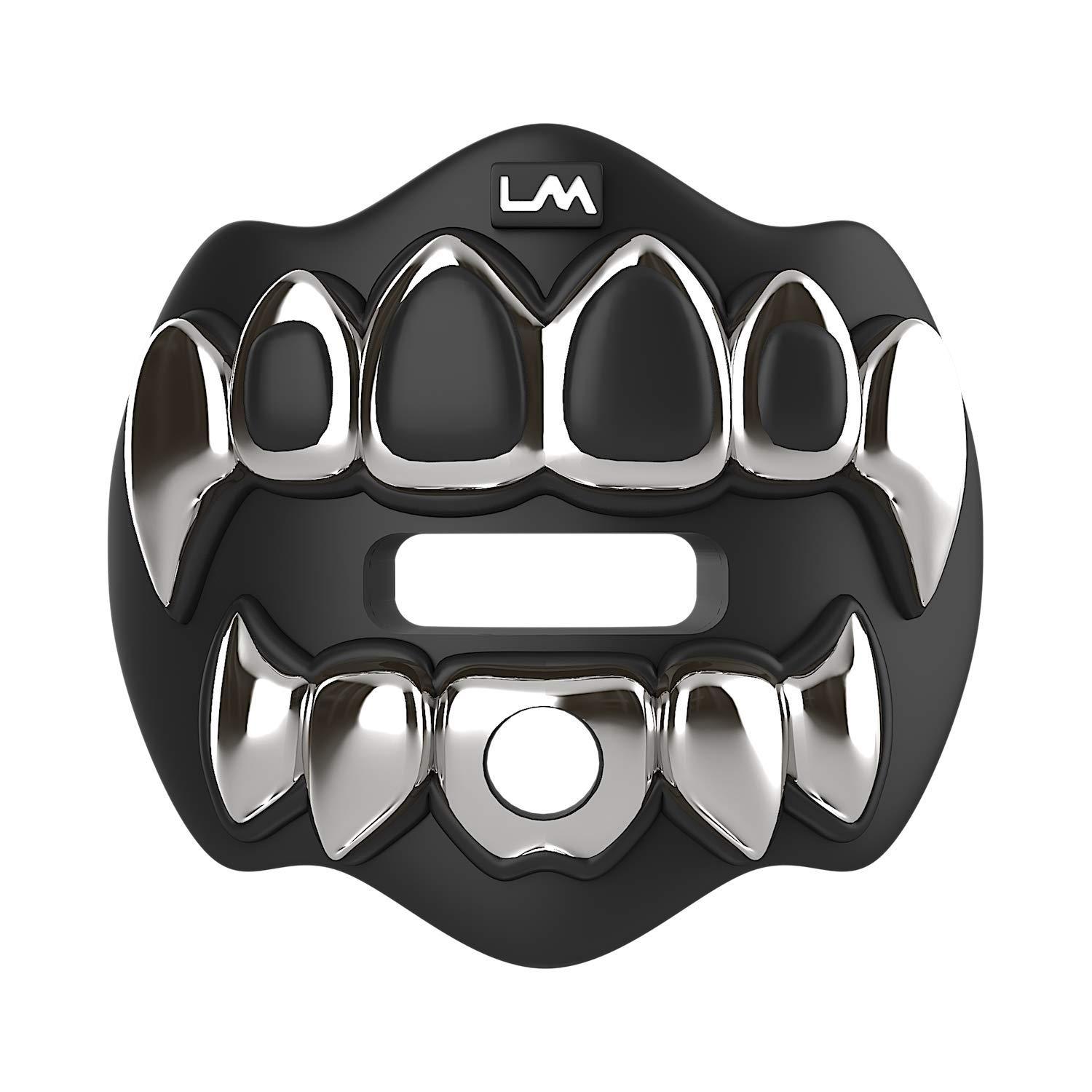 Loud Mouth Loudmouth Football Mouth Guard - 3D Chrome Grillz Football Mouthpiece, Fits Adult & Youth, Mouth Guard Football Accessories (3D Grillz - Chrome Black/Silver)