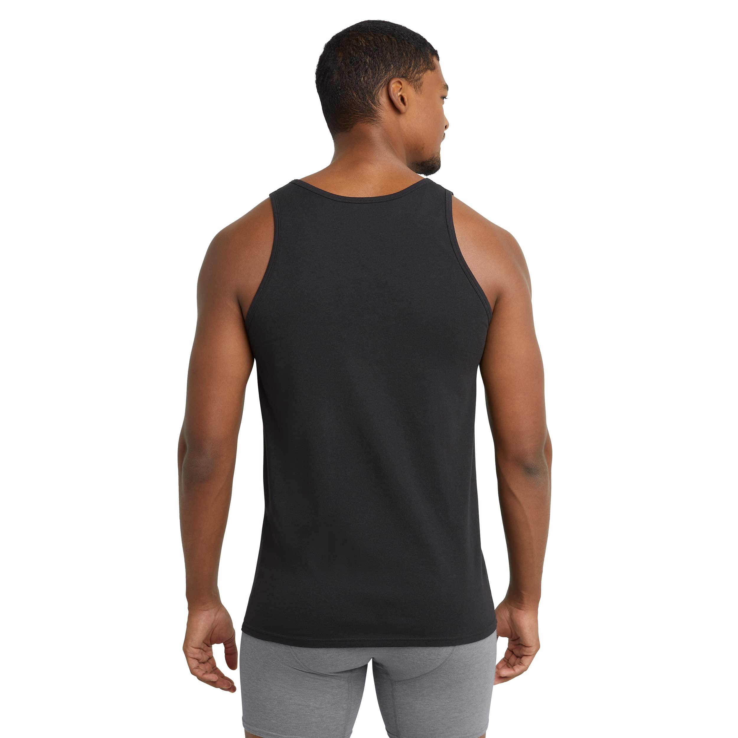 Hanes Hanes Men's Originals Stretch Cotton Pack, Moisture-Wicking Tank Tops, Tagless, 3-Pack, White/Tan/Black, Medium