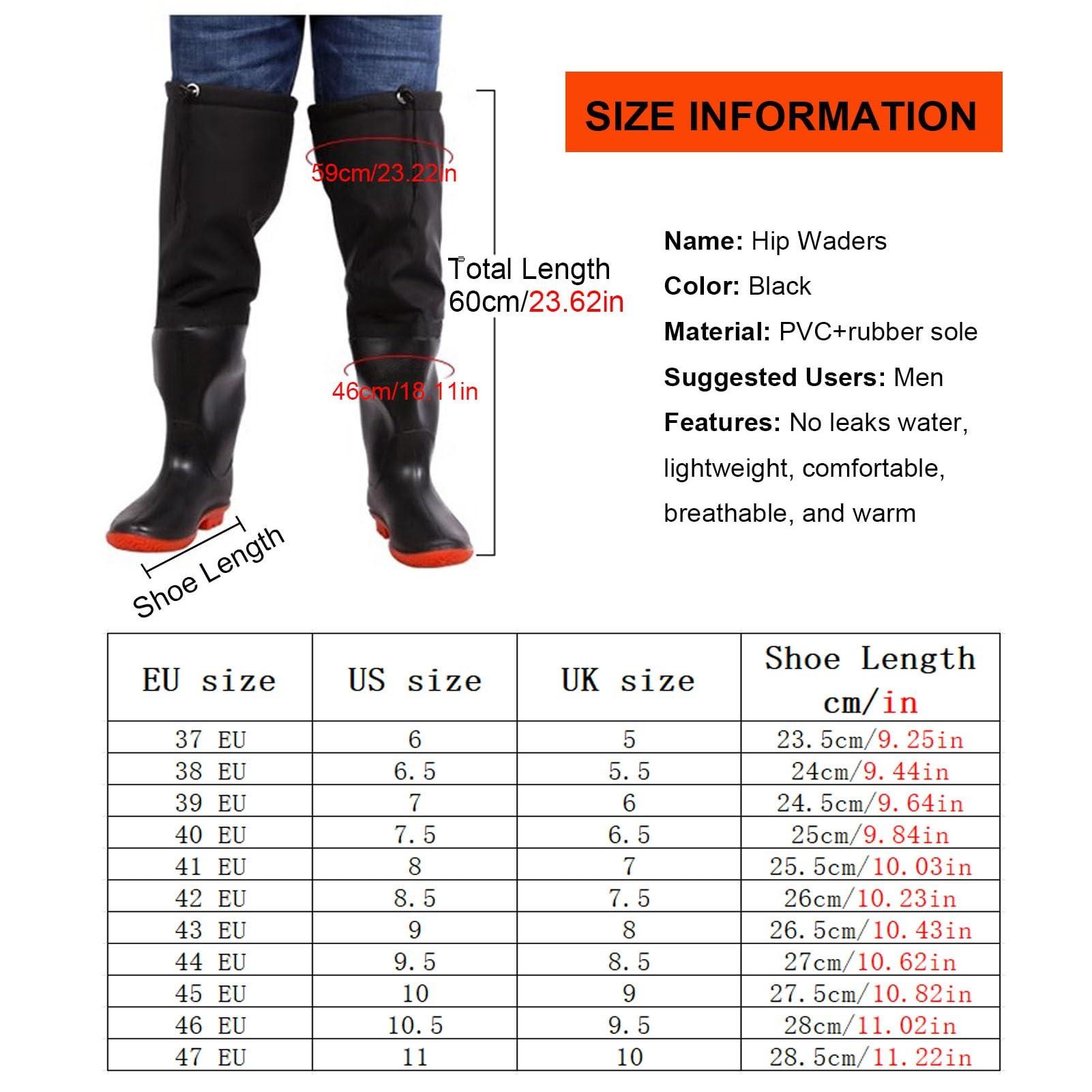 JCWGLY JCWGLY Hip Waders Winter Warm Fishing Wading Boots for Men, PVC Waterproof Hip Waders with Boots, Anti Slip and Durable (Color : Black, Size : 9)