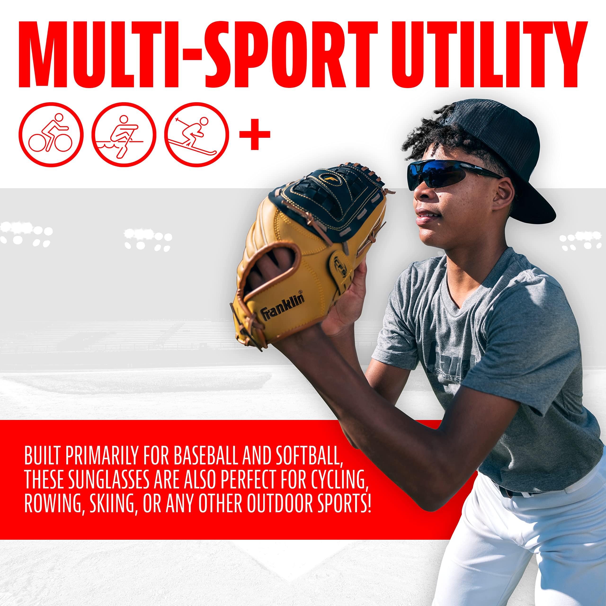 Franklin Sports Franklin Sports MLB - Flip Up Baseball + Softball Sunglasses for Kids + Adults - Lightweight Sport Sunglasses for UV Protection, Black