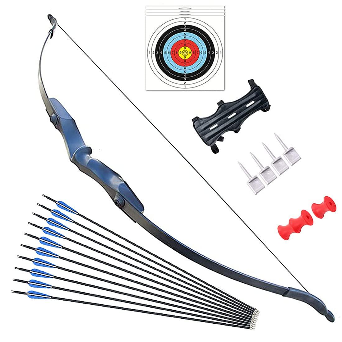 Monleap Monleap Archery Takedown Recurve Bow and Arrows Set for Adults 53" Right Hand Long Bow Kit for Beginner Hunting Shooting Practice 30-40lb (30 Pounds)