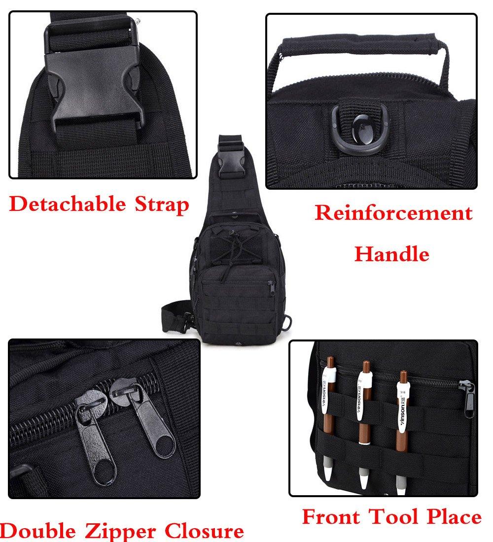 Rullar Rullar Small Hiking Daypack Sling Chest Bag Multifunctional Shoulder Messenger Crossbody Backpack Camping Pack Black