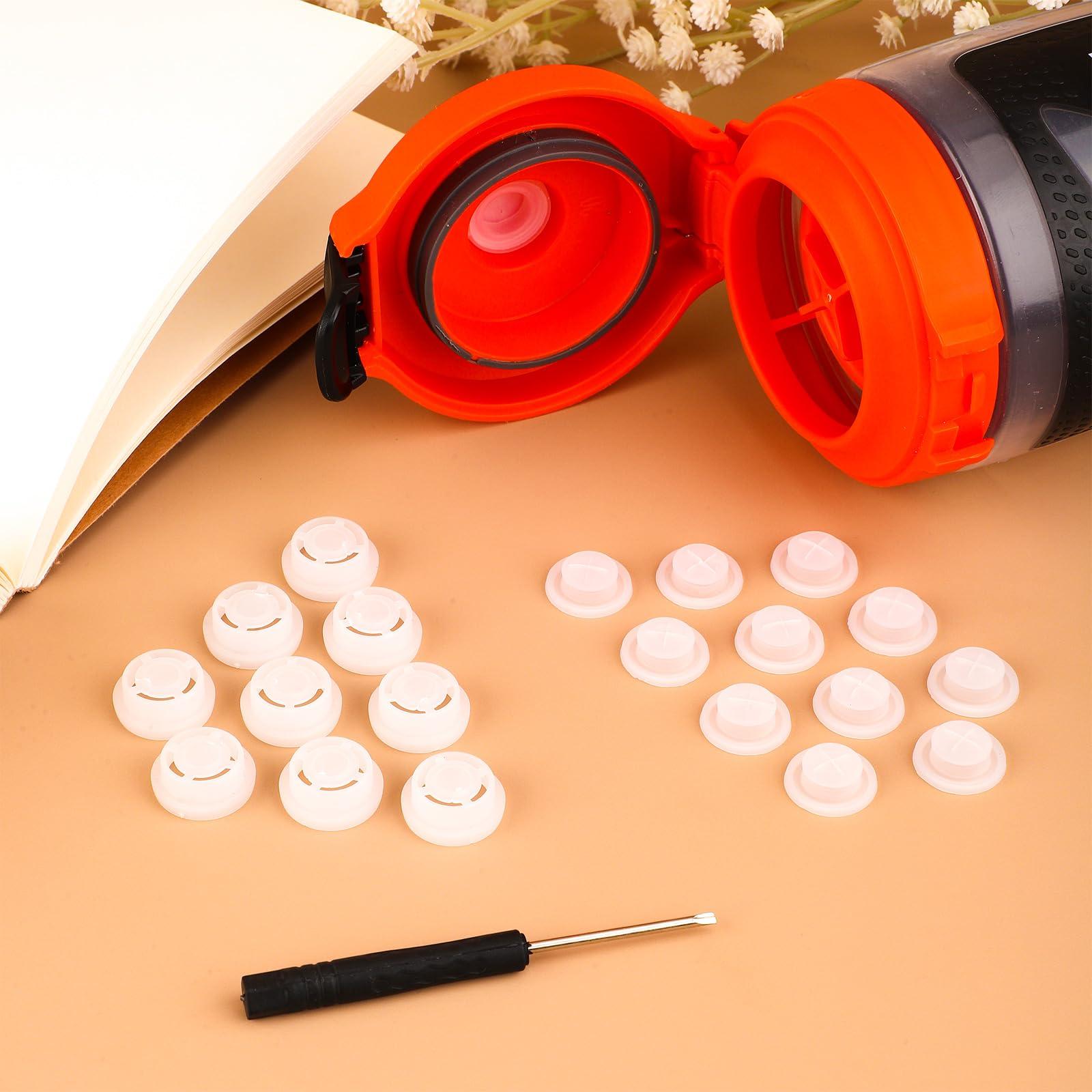 Gosknor 12pcs Dispensing Rubber Valves Compatible with Gatorade Water Bottle, Silicone Valve Replacement Lid for Gatorade GX 30oz & Squeeze Bottle 32oz Plastic Inserts & Screwdriver