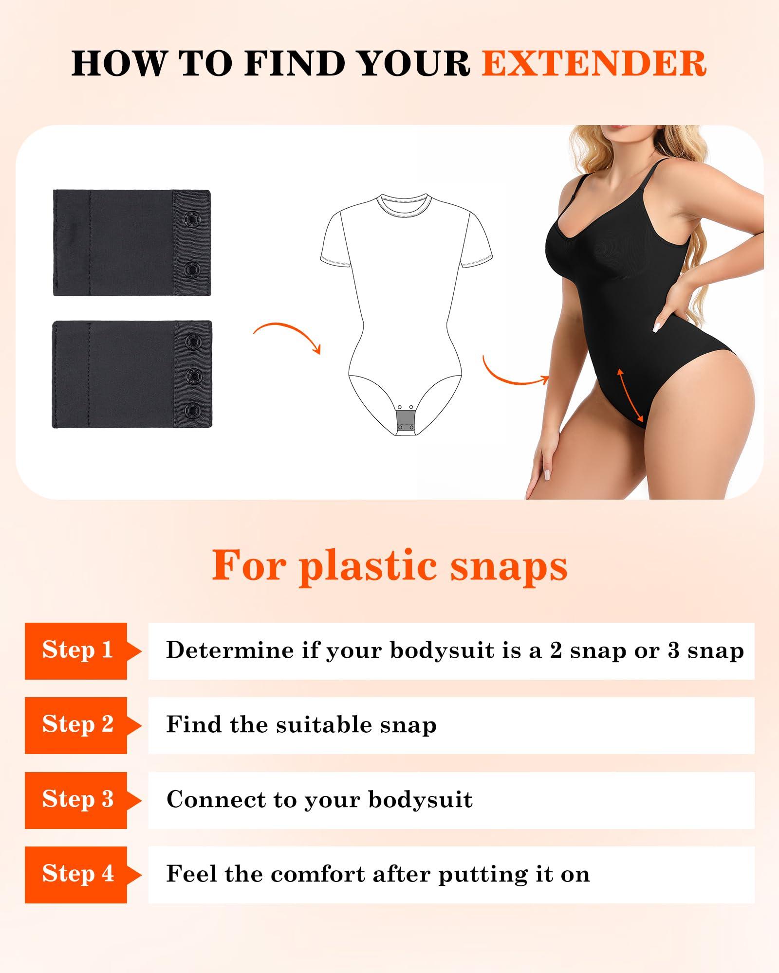 AHENCON AHENCON Bodysuit Extender 2 Snap For Women Adjustable Crotch Add 3" Length To Shapewear Bodysuit Crotch Extender