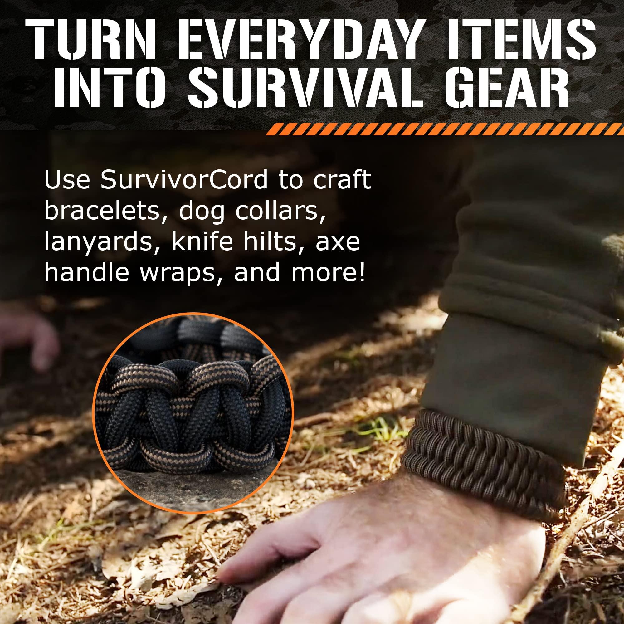 Titan Paracord TITAN Survival Patented Paracord 550 - 25ft, 100ft, 500ft & Color Options - 620LB Strength Survival Paracord Military Spec with 3 Strands - Heavy Duty Hank Cord for Camping & Outdoors with Firestarter