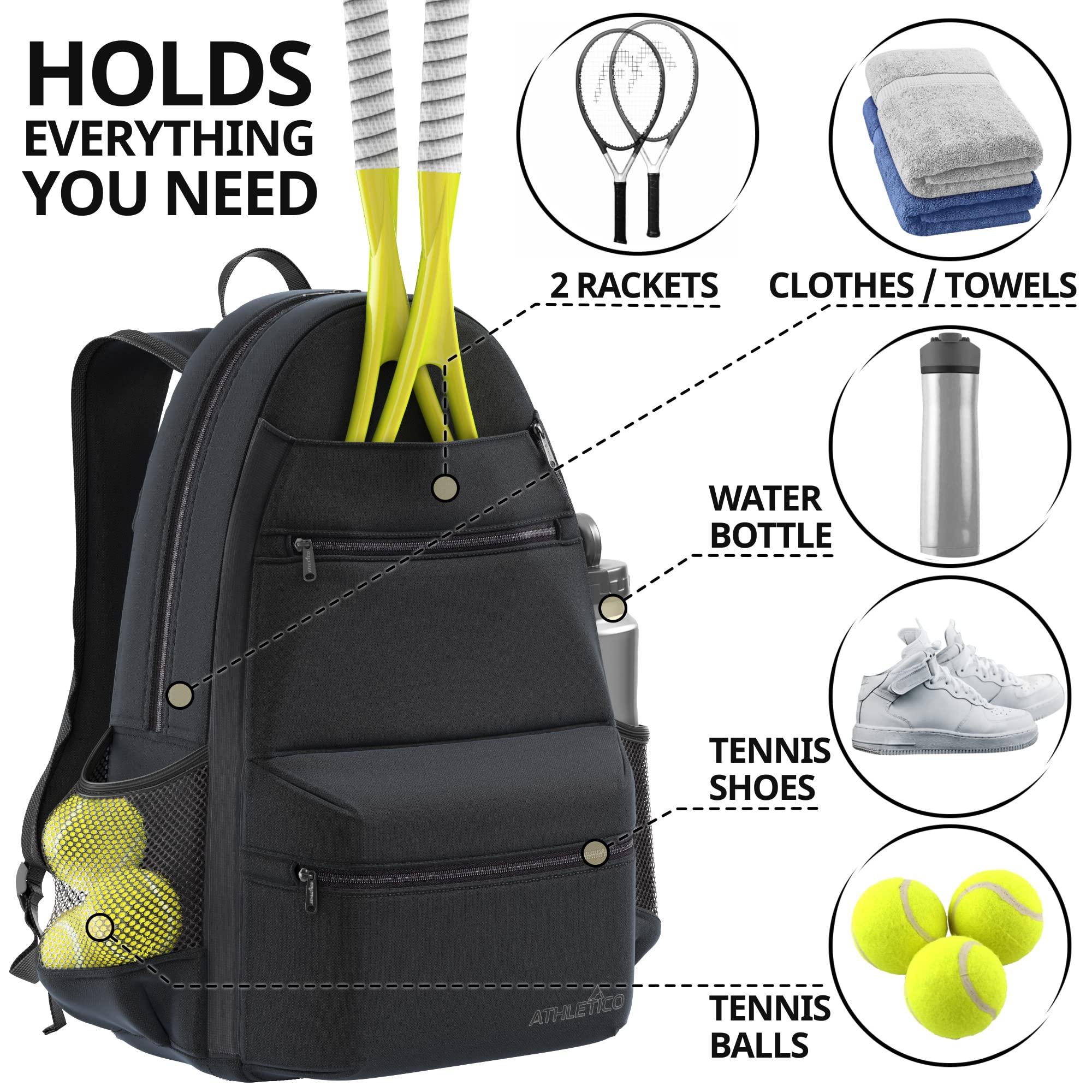 Athletico Athletico Compact City Tennis Backpack (Black)