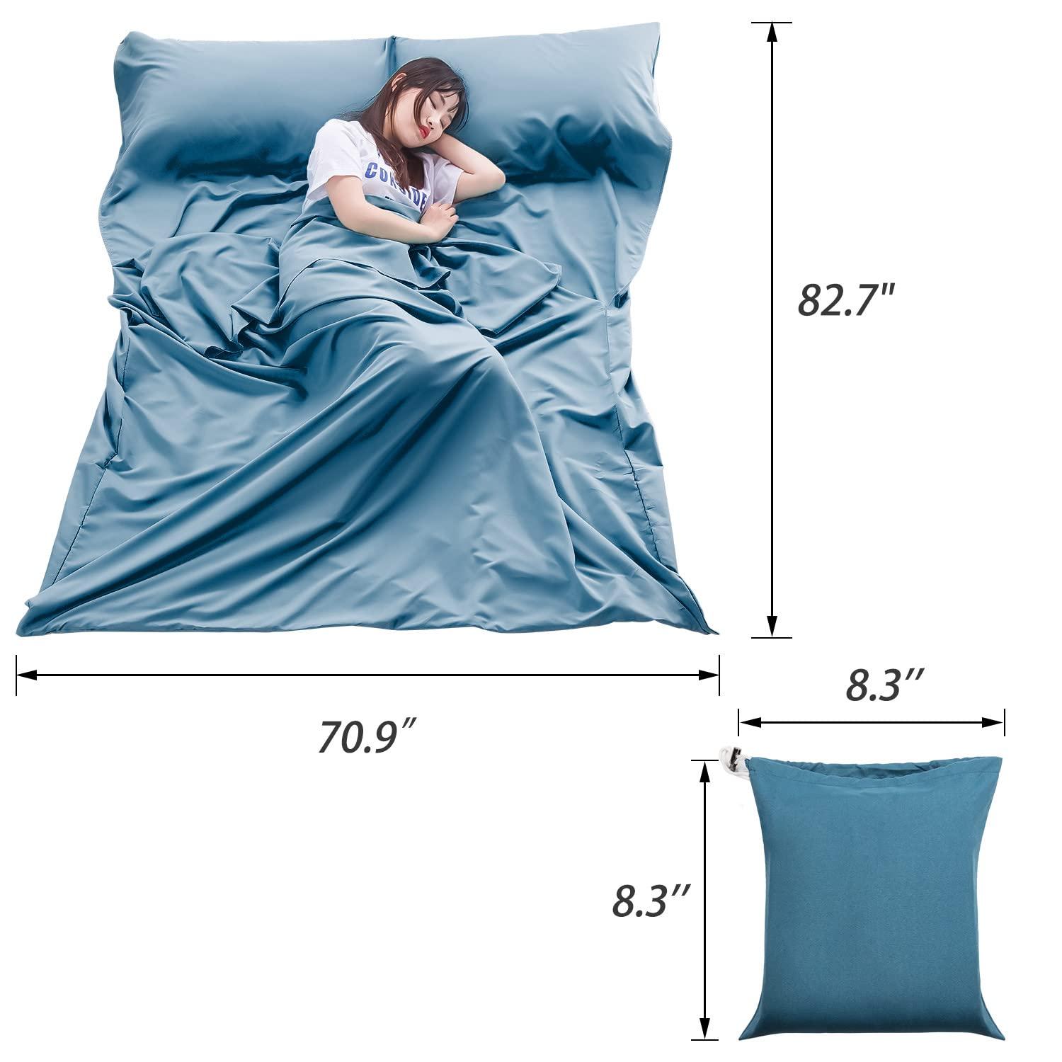 MongByYa MongByYa Sleeping Bag Liner Lightweight Compact Sleeping Bag Sack Portable Clean Travel Sheet Camping Sleep Sheet for Backpacking Hotel Hiking (Mystic Blue, 82.7 X 70.9)
