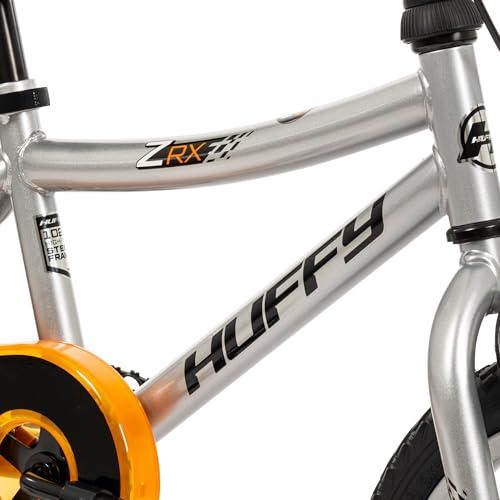 Huffy Huffy ZRX 16\" Kids Bike, Ideal for Ages 3 to 5 Years Old, Front Pegs, BMX Style Handlebar, Quick Connect Assembly, Designed for Growth, Durable Steel Frame, Enclosed Chain Guard, Silver