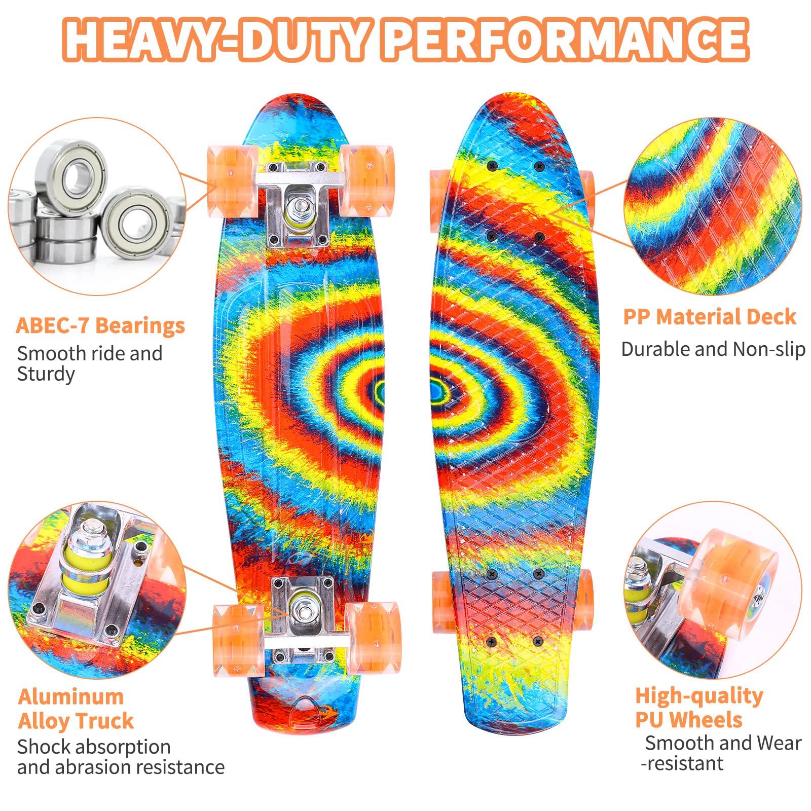 Kqpoinw Kqpoinw Kids Skateboard,22\" Complete Skateboards for Kids,Teens,Grils,Beginners,Skate Board,Rainbow Skateboards with Colorful LED Light up Wheels,Skate Tool, Ideal Gift for Girls,Kids,Teens.