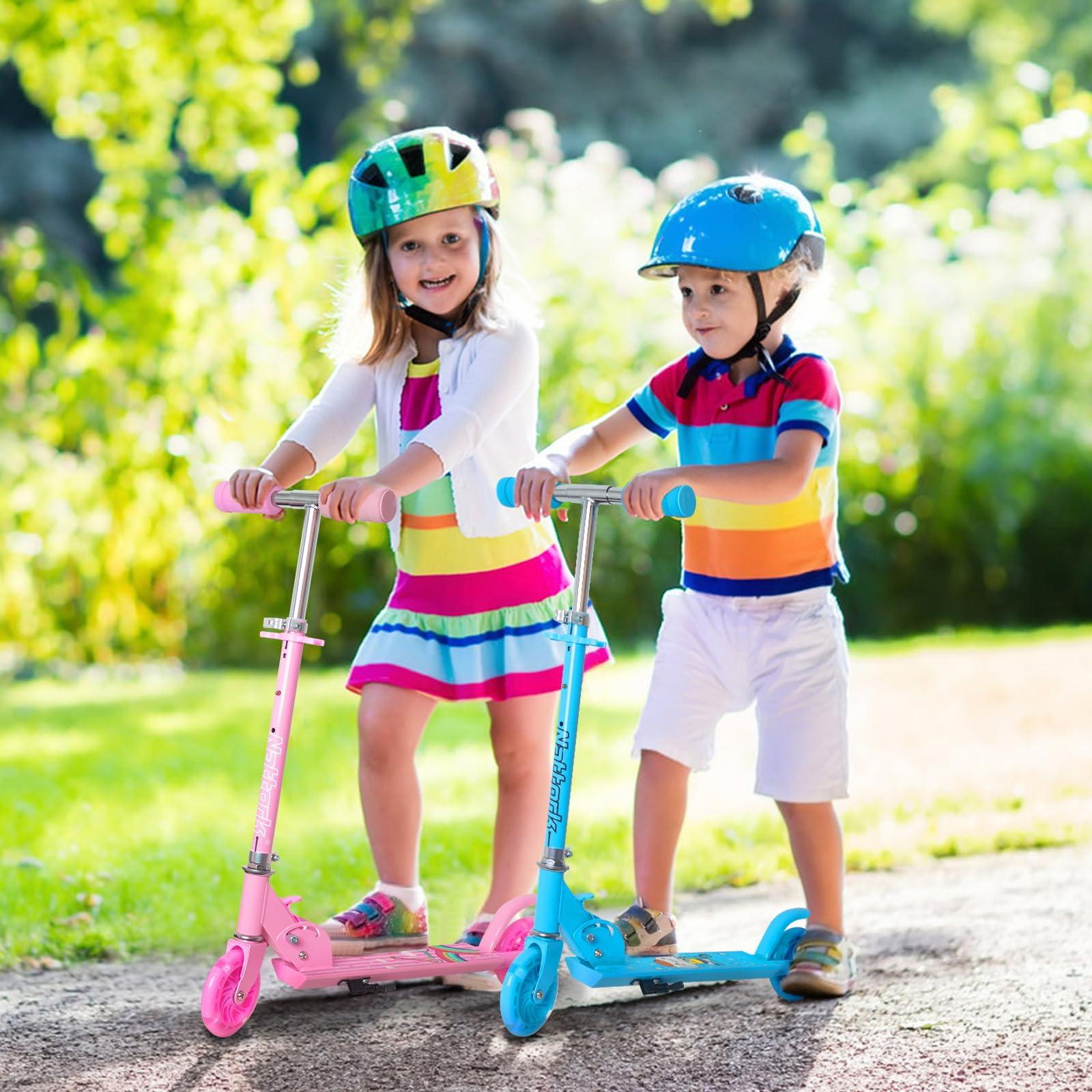 Nattork Nattork Scooter for Kids Ages 3-8 Kick Kids Scooters for Girls & Boys Light up Wheels Portable Lightweight Folding Design with Reducing System and Adjustable Height Handlebars and up to 110 Lbs