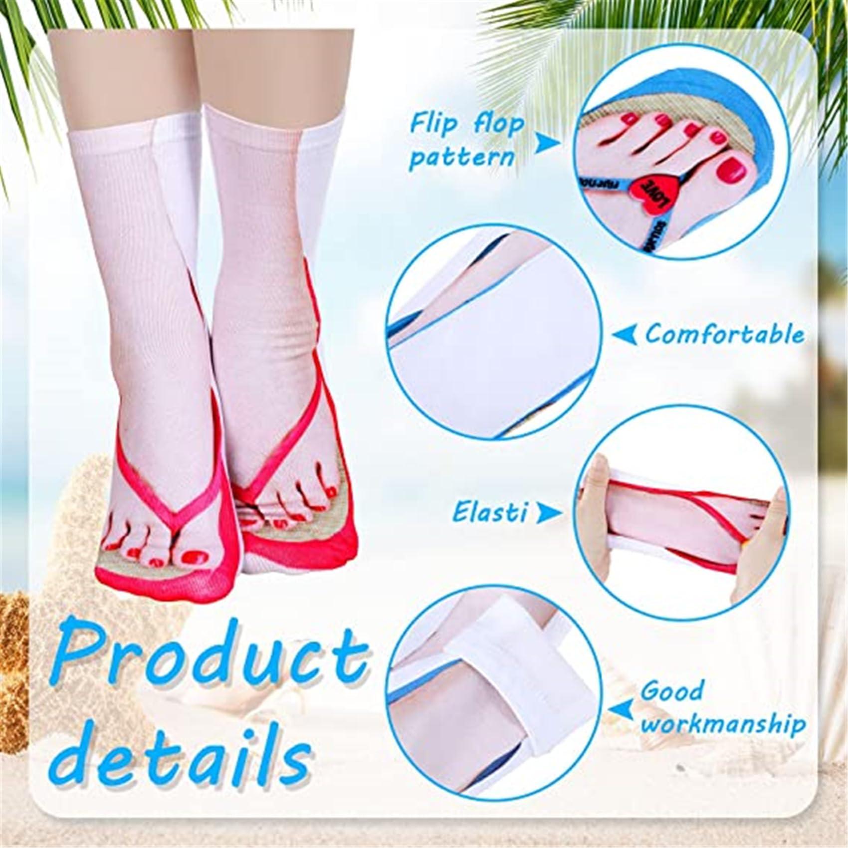 Ryshman Ryshman 3D Manicure Print Socks Funny Flip Flop Socks Sandal Socks Low Cut Ankle Silly Socks- A Gag Gift (Red, 20cm, 1 pack)