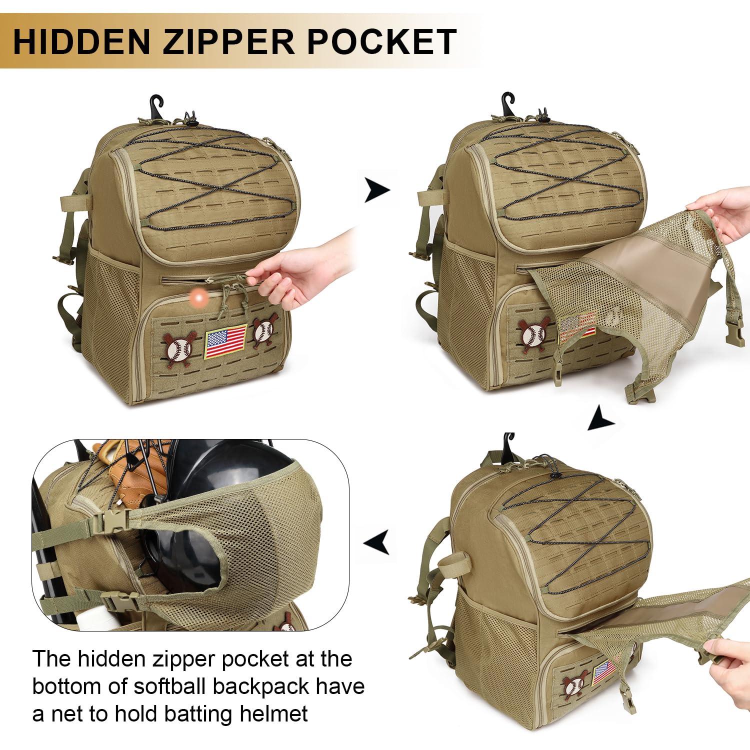 XINTREY XINTREY 6 Gallon Baseball Bucket Cover Organizer and Tactical Baseball Backpack, Softball Bat Bag w/Shoe Compartment for Men & Women