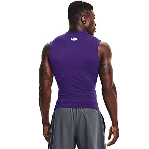 Under Armour Under Armour Men's Armour HeatGear Compression Sleeveless T-Shirt, Purple (500)/White, Large