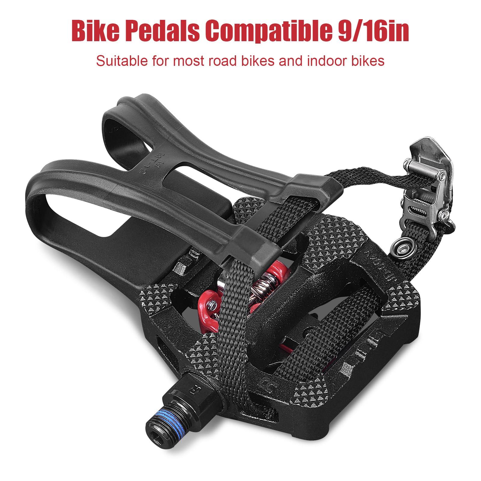 FitHeart Joy FitHeart Joy SPD Bike Pedals Delta Compatible 9/16'' with Toe Cages, Mountain Bike Peloton Pedals for Regular Shoes & Clipless Shoes, Bicycle Pedals Convert Look Delta Pedals to Dual Function Pedals