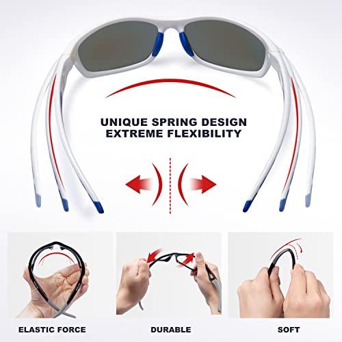 RIVBOS RIVBOS Polarized Sports Sunglasses Driving Sun Glasses Shades for Men Women for Cycling Baseball Running RB833-White&Blue